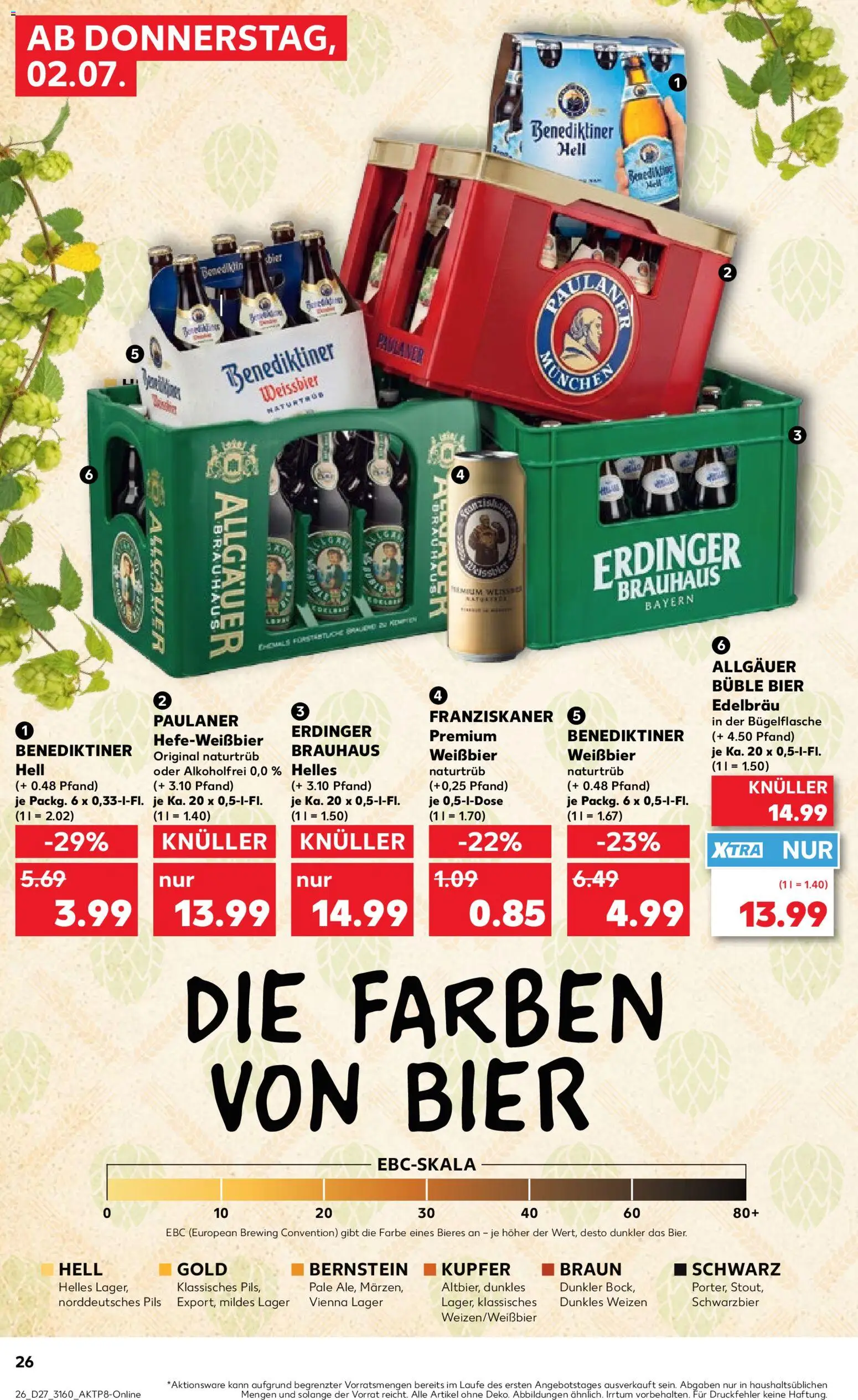 Kaufland Prospekt – gültig ab 02.07.2026 | Seite: 28 | Produkte: Franziskaner, Erdinger, Weißbier, Benediktiner hell