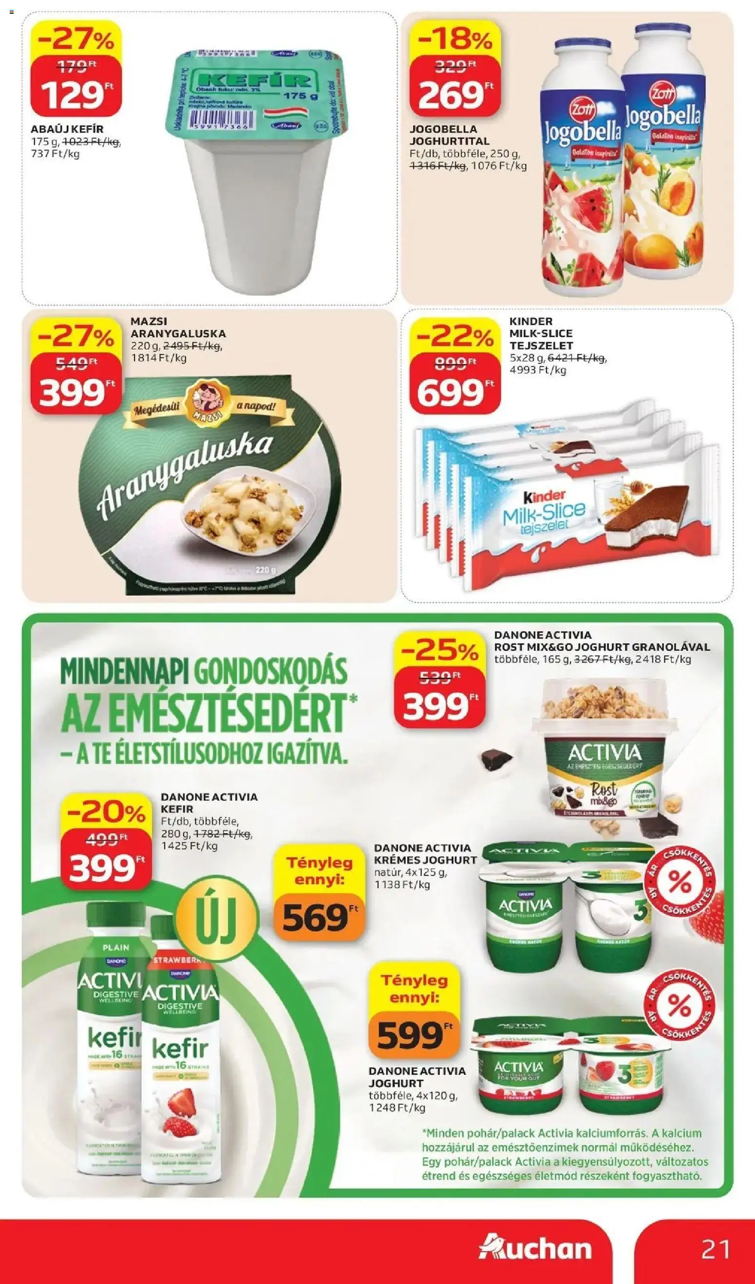 Auchan akciós ujság - amely érvényes a következő dátumtól: 11.06.2026 | Oldal: 21 | Termékek: Kefir, Tejszelet, Joghurt