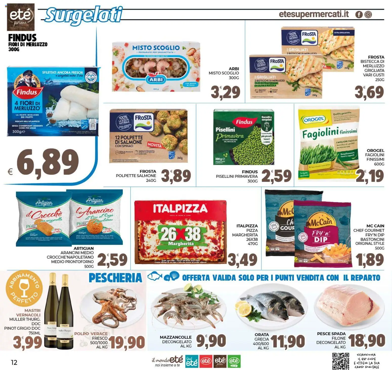 Volantino Eté del 07/08/2026 | Pagina: 12 | Prodotti: Salmone, Merluzzo, Mozzarella, Pesce spada