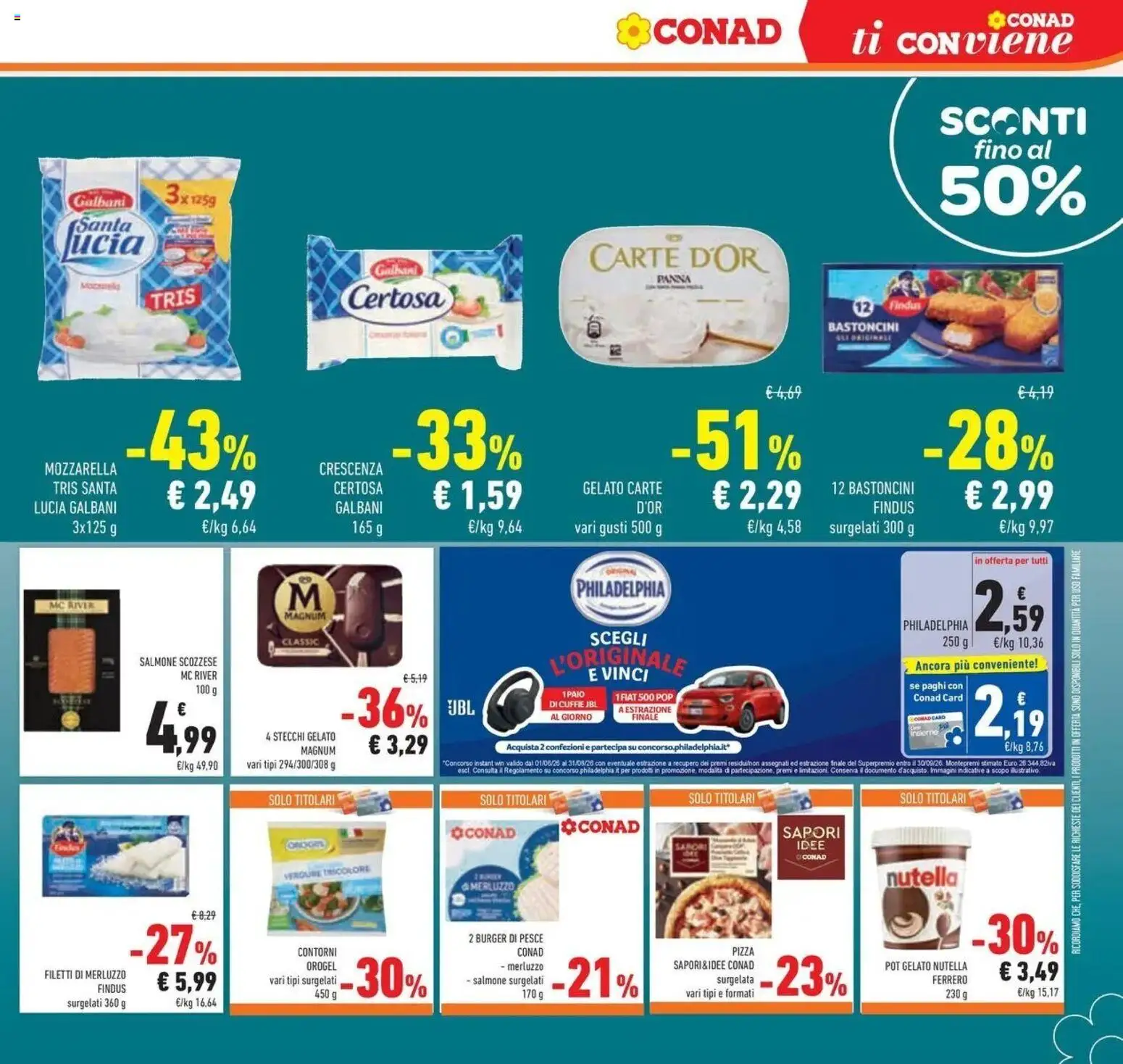 Volantino Conad del 29/07/2026 | Pagina: 23 | Prodotti: Pizza, Merluzzo, Panna, Gelato Magnum