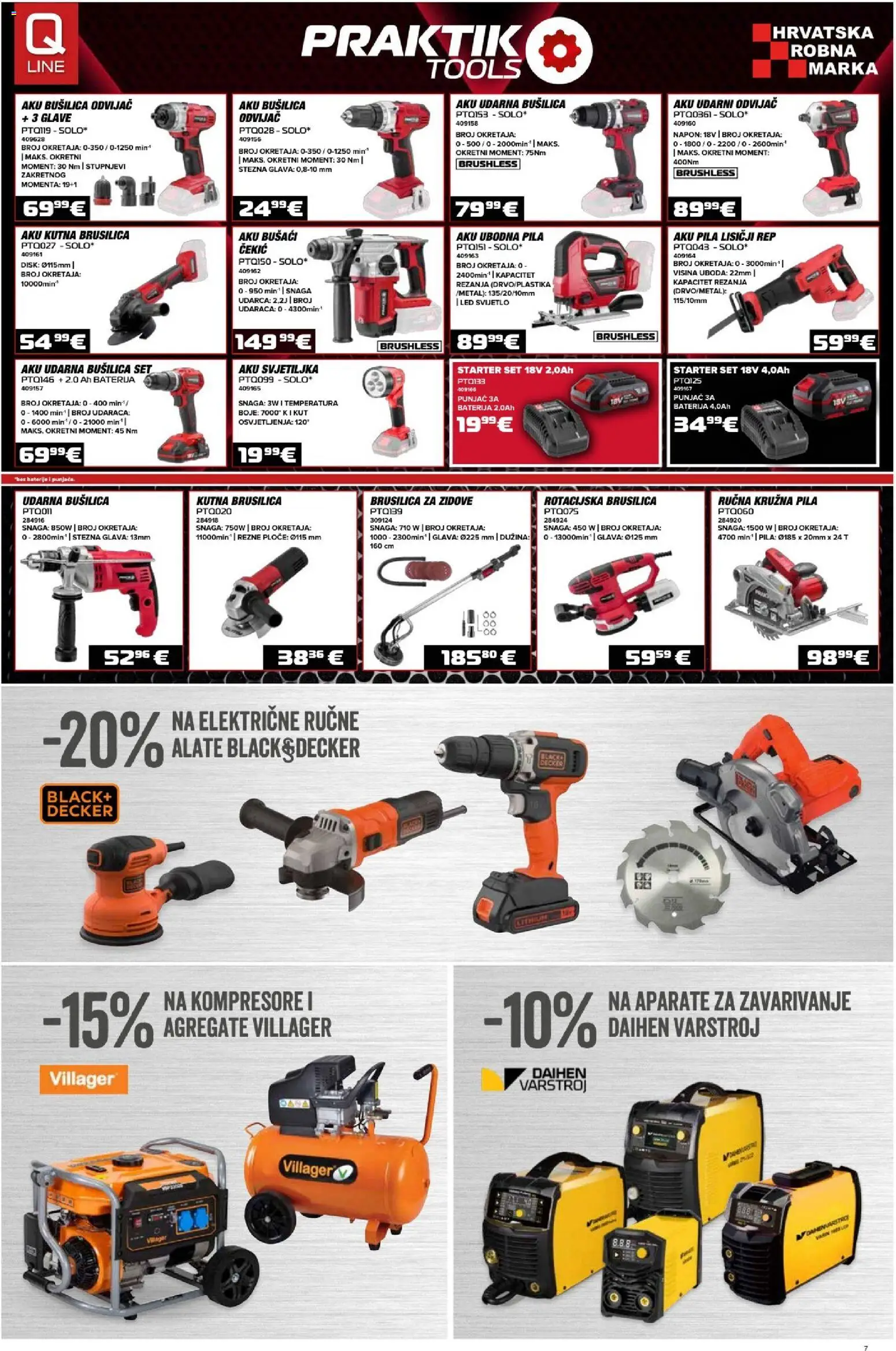 Pevex katalog | vrijedi od 07.05.2026 | Stranica: 7 | Proizvodi: Ubodna pila, Aku bušilica, Baterije, Bušilica