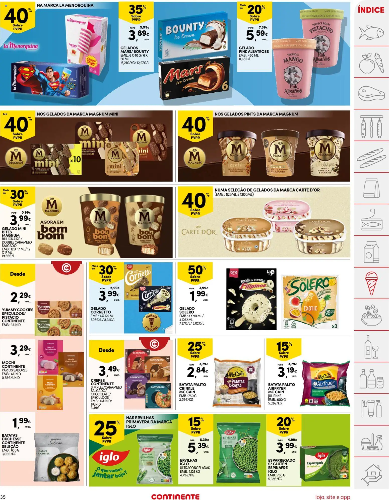 Continente folheto │ válido de 07.04.2026 | Página: 35 | Produtos: Batata, Espinafres, Filipinos, Gelado