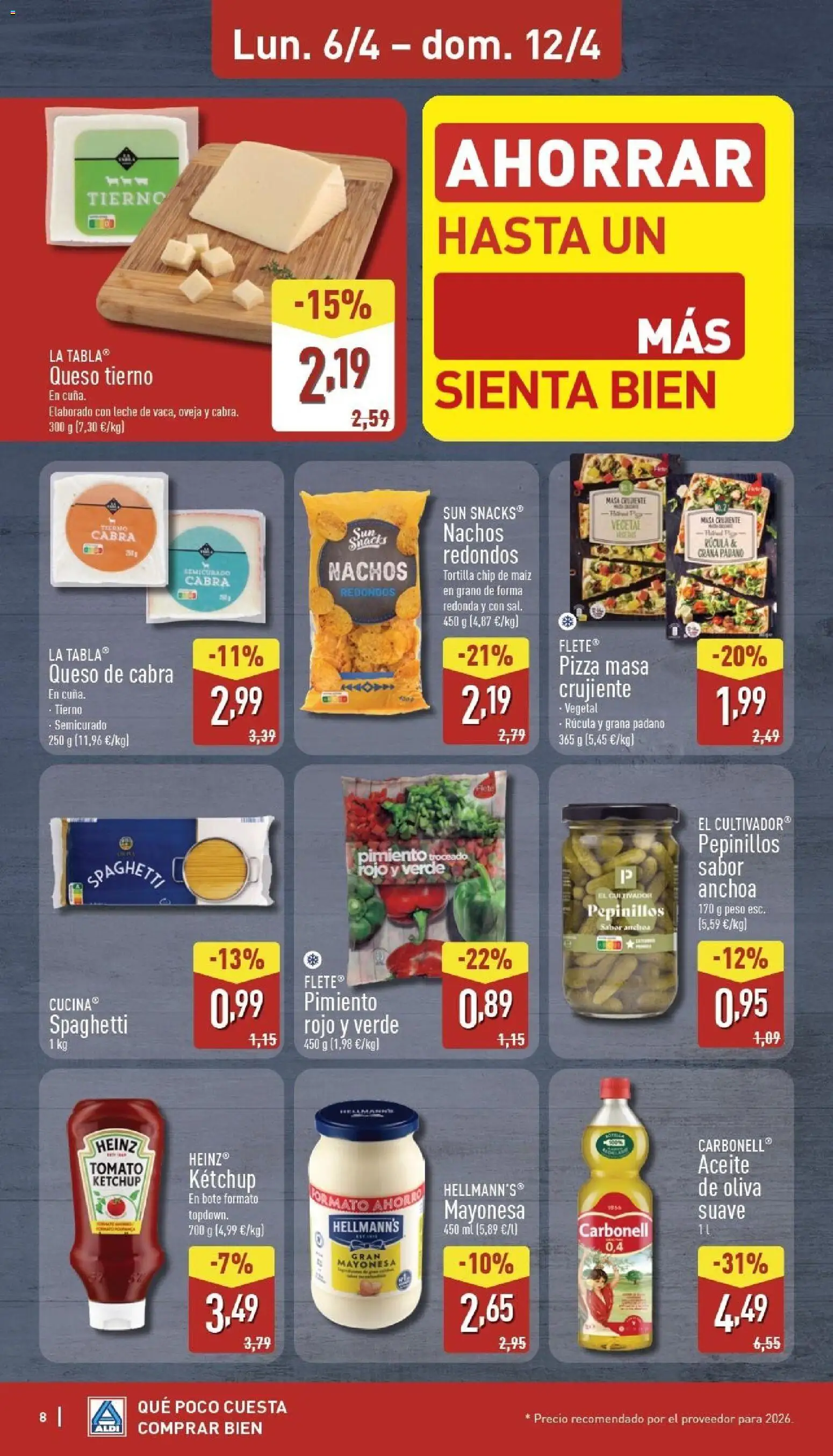 Aldi folleto Península │ válido desde el 06.04.2026 | Página: 8 | Productos: Pizza, Κάδος απορρυμάτων, Aceite de oliva, Anchoa