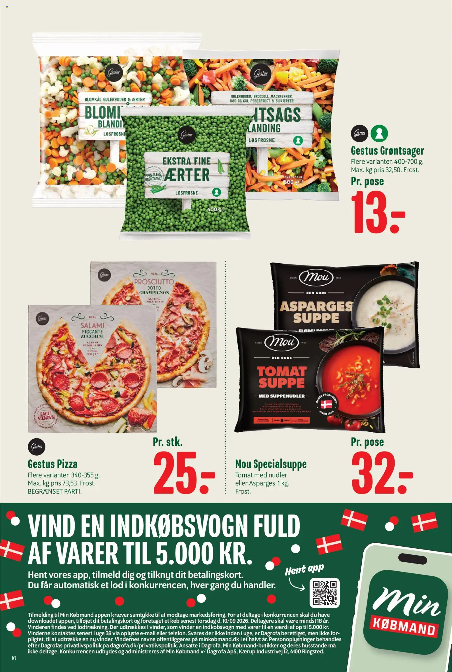 Min Købmand tilbudsavis – gyldig fra 04/09/2026 | Side: 10 | Produkter: Champignon, Nudler, Ærter, Asparges