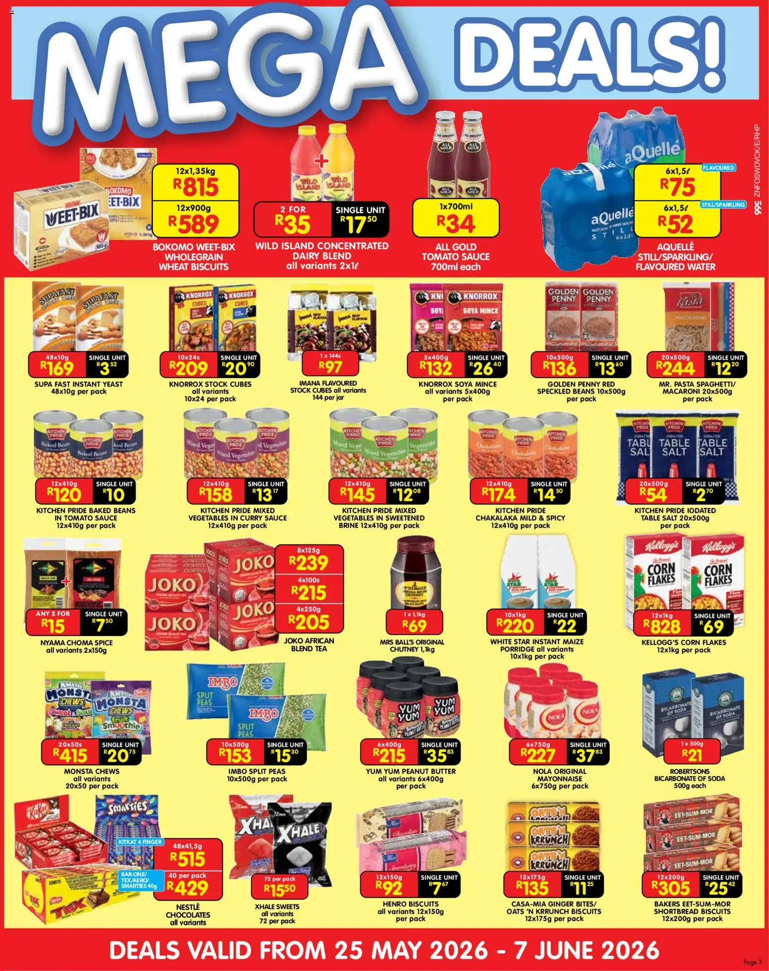 New Shoprite catalogue – valid from 25.05.2026 | Page: 3 | Products: Butter, Oats, Pasta, Stock