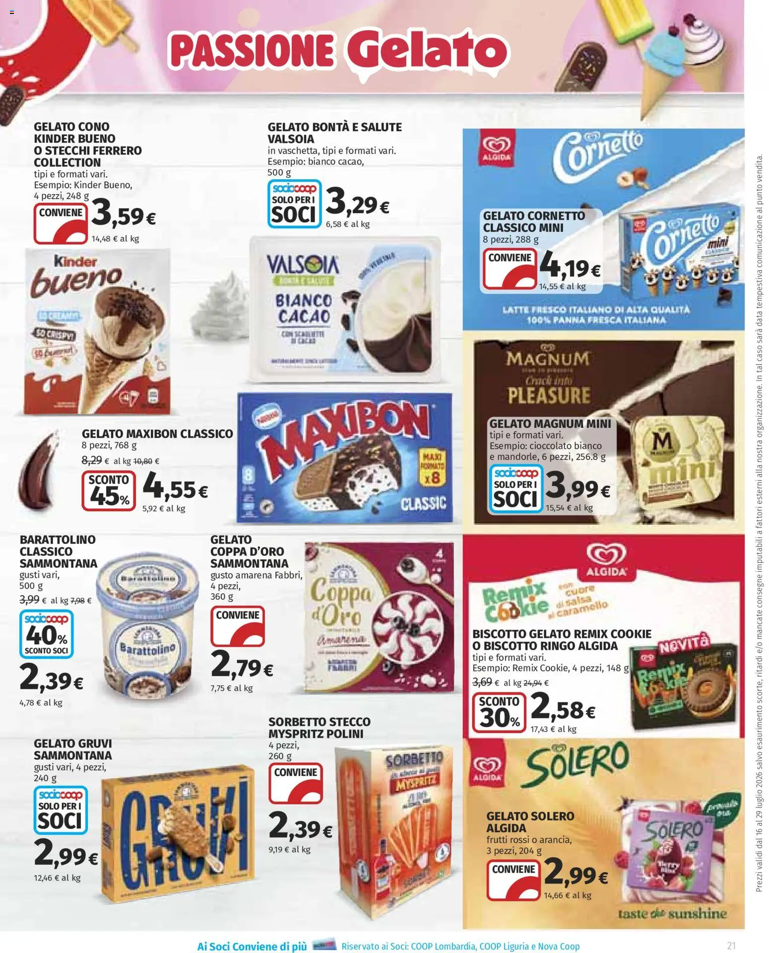 Volantino Ipercoop del 16/07/2026 | Pagina: 21 | Prodotti: Cioccolato, Panna, Gelato, Data