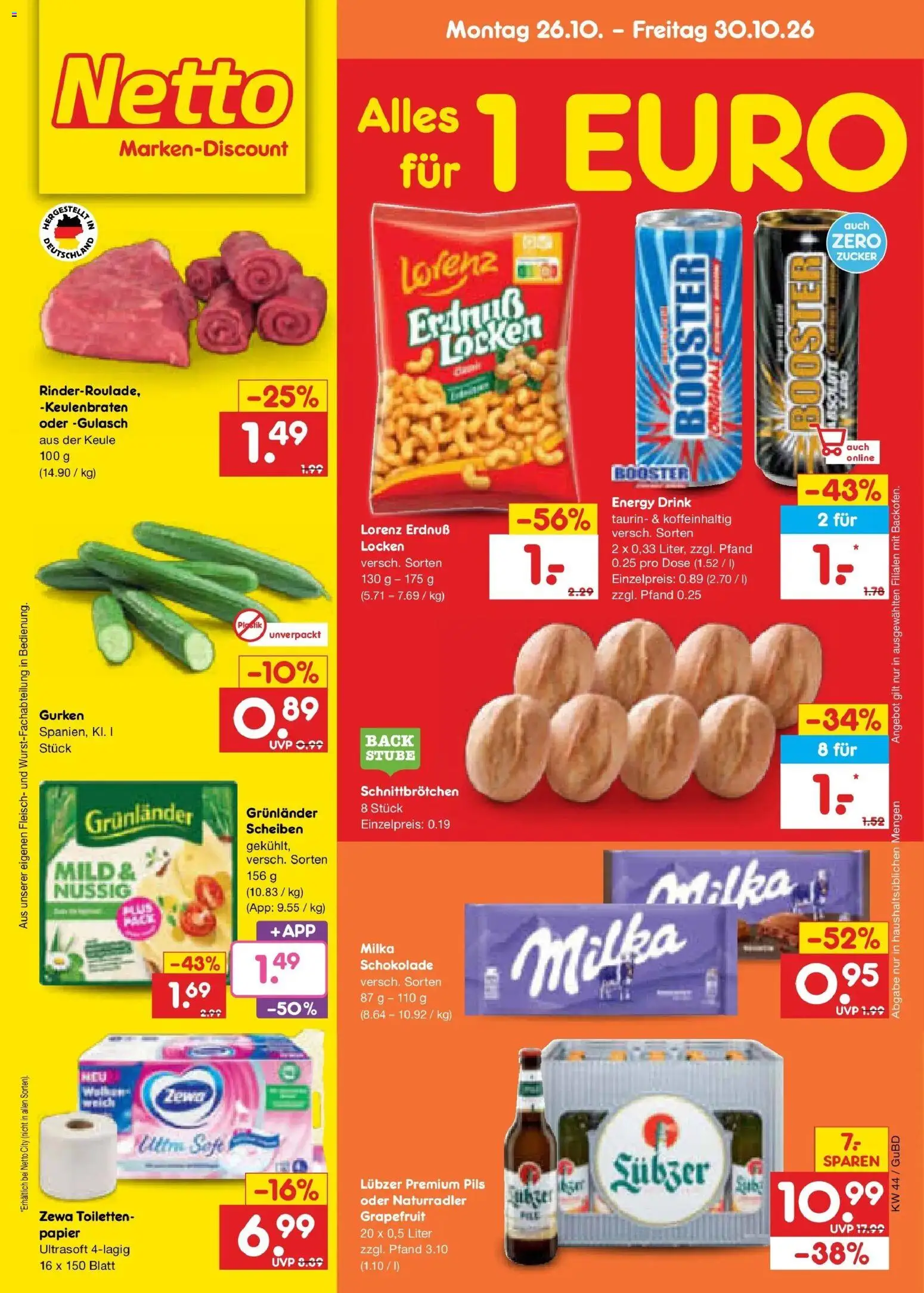 Netto Marken-Discount Prospekt Augustusburg – gültig ab 26.10.2026 | Seite: 5 | Produkte: Energy, Zewa, Grunlander, Gulasch