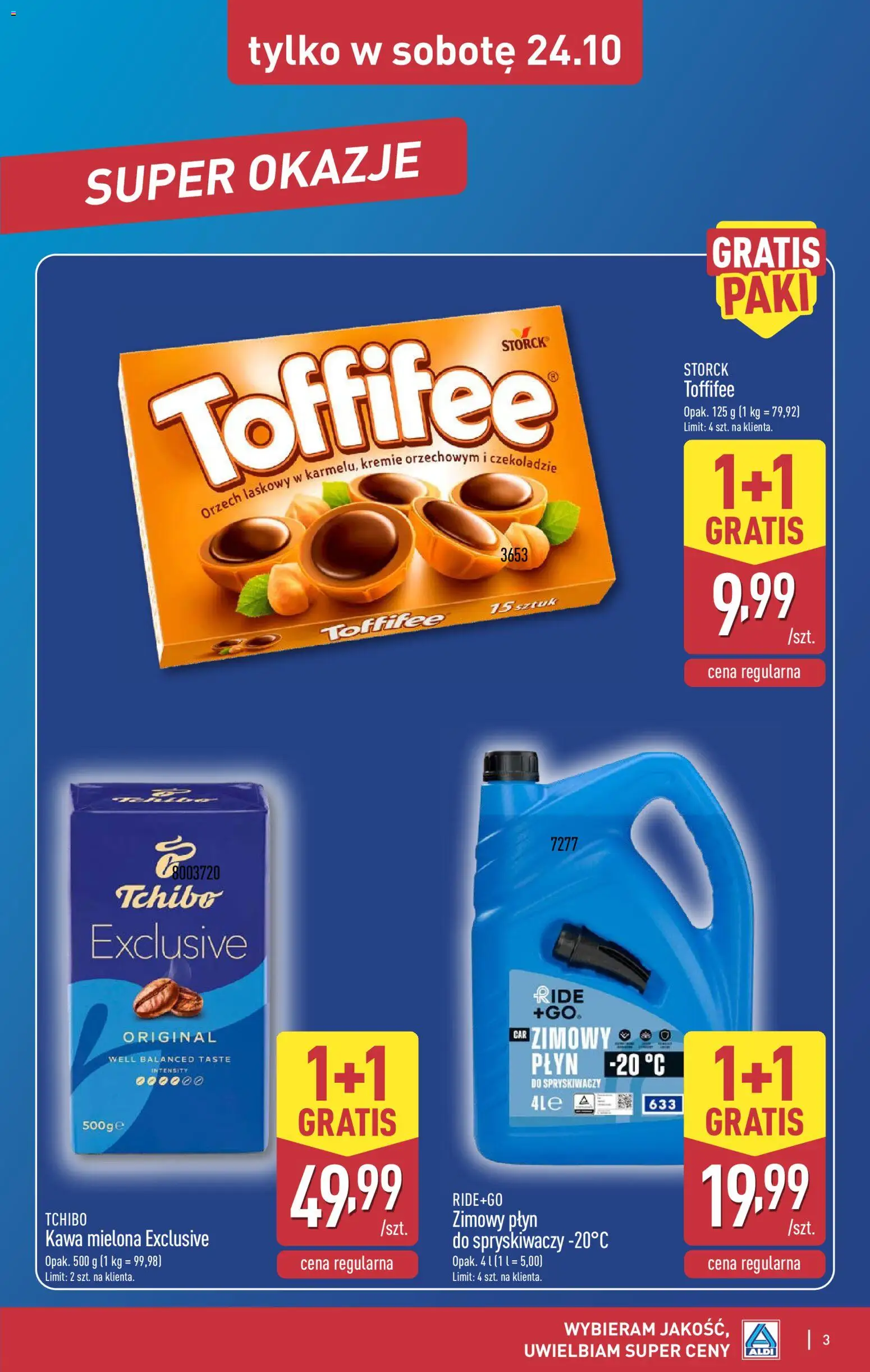 Aldi gazetka - Oferta weekendowa od 22.10.2026 | Strona: 3 | Produkty: Zimowy płyn do spryskiwaczy, Tchibo exclusive, Tchibo, Kawa mielona