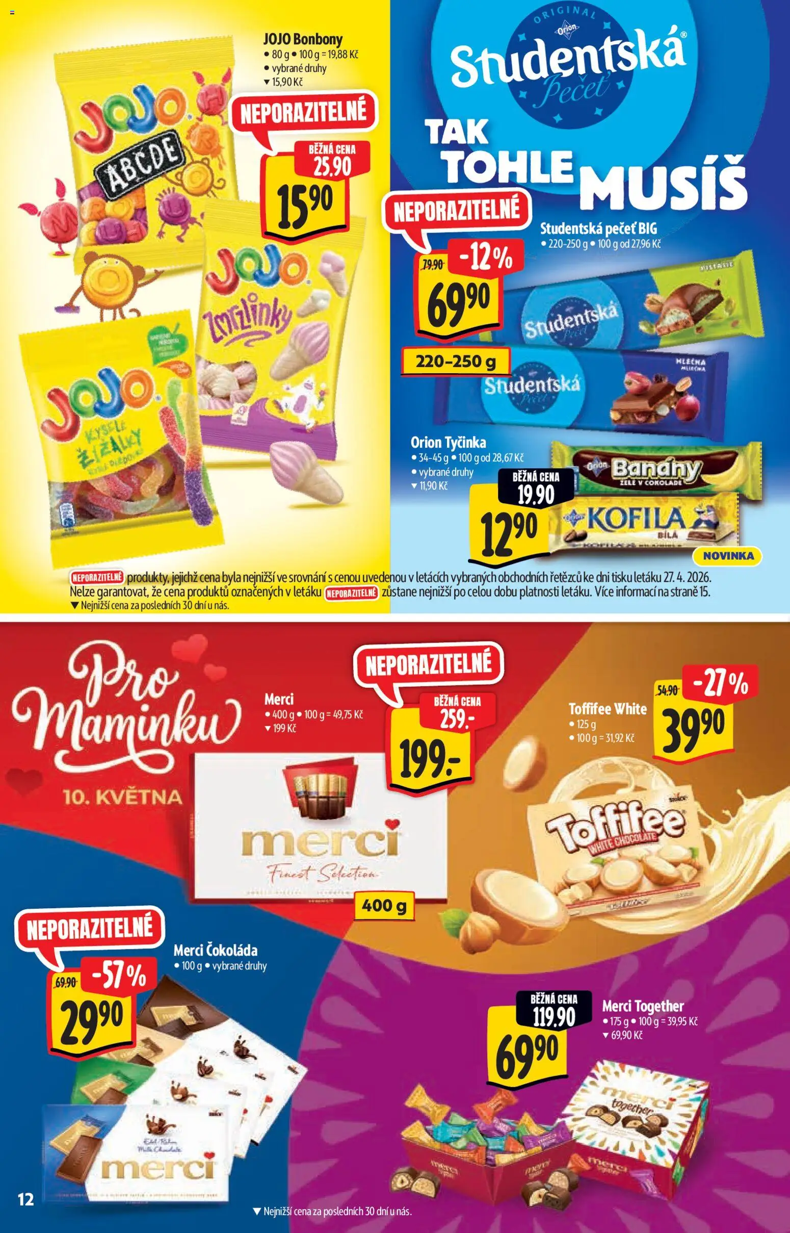 Albert katalog - Hypermarket od 06.05.2026 | Strana: 12 | Produkty: Finest, Toffifee, Studentská pečeť, Kofila