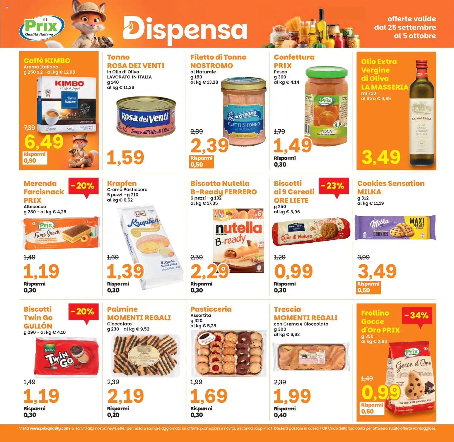 Volantino Prix del 25/09/2026 | Pagina: 17 | Prodotti: Crema, Cioccolato, Olio, Tonno