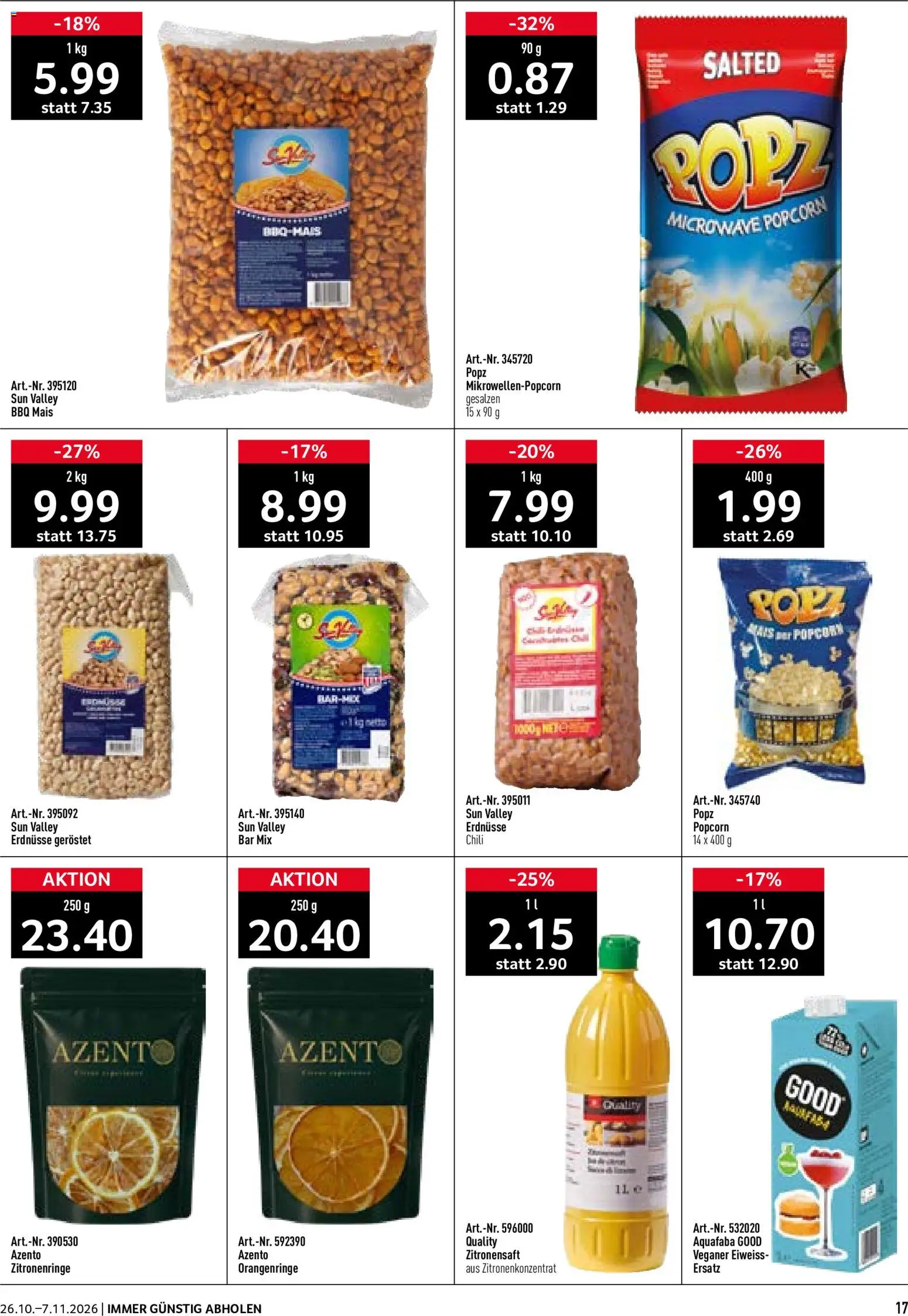 Prodega aktionen Nightlife – gültig ab 26.10.2026 | Seite: 17 | Produkte: Erdnüsse, Mais, Chili