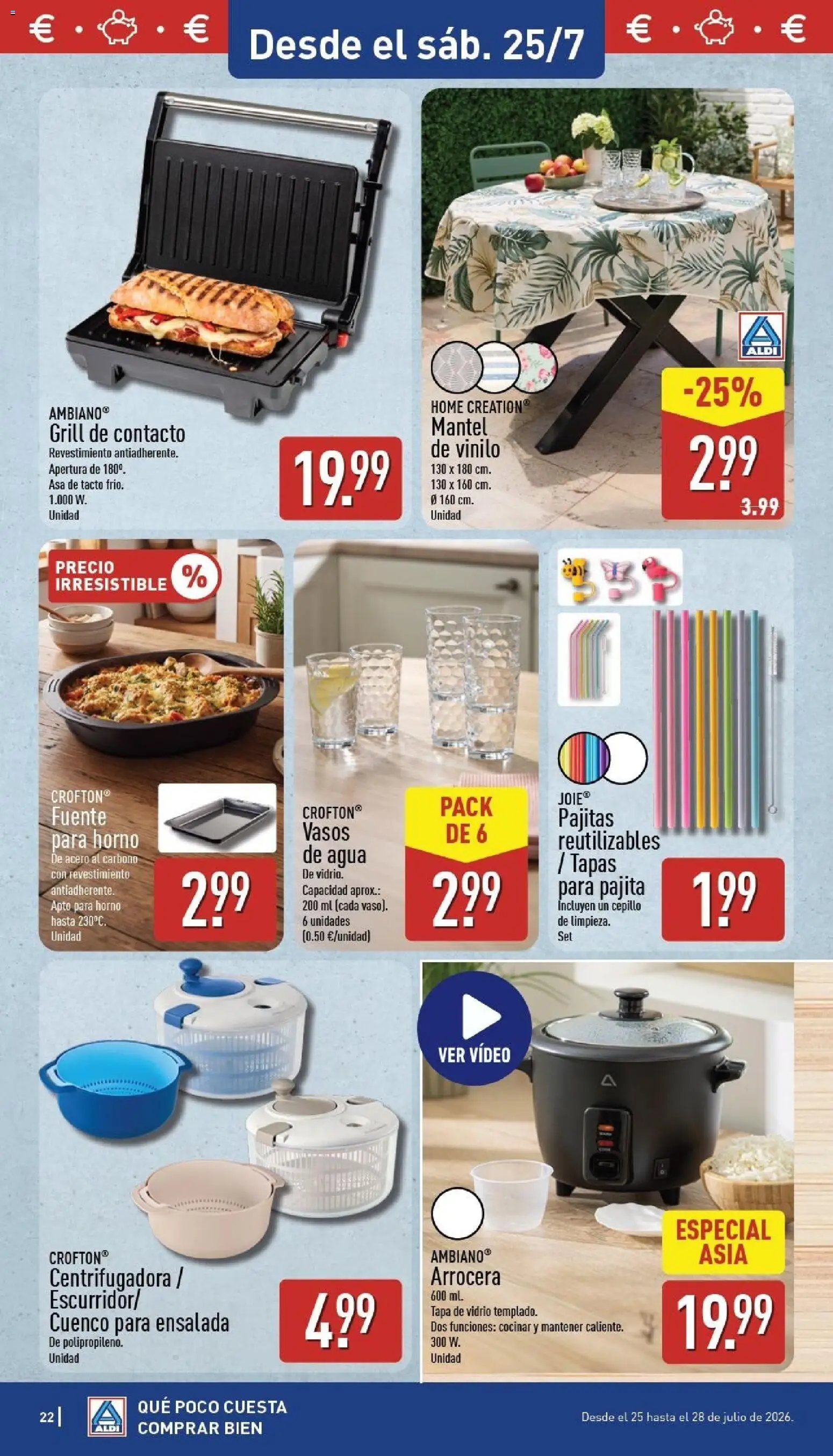 Aldi folleto Península │ válido desde el 20/07/2026 | Página: 22 | Productos: Cepillo, Mantel, Ensalada, Agua