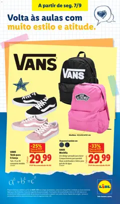 Pré-visualização VANS Mochila, VANS Mochila Um design pensado para durar Compartimento para portátil Alças acolchoadas e bolso para garrafa de água n°540074 válido de 10/08/2026 | Página: 24