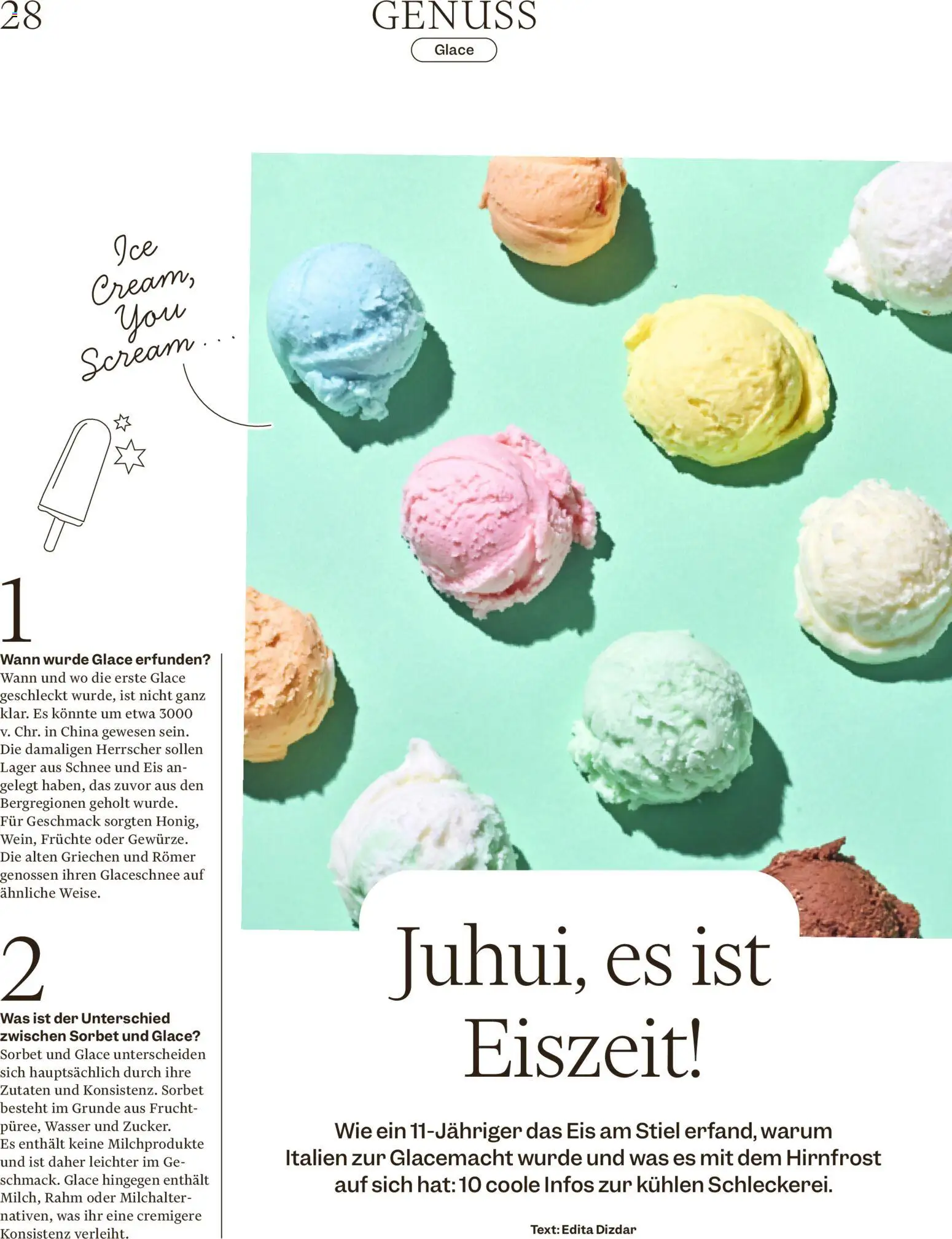 Migros aktionen Magazin – gültig ab 06.05.2026 | Seite: 28 | Produkte: Glace, Früchte, Eis, Wasser
