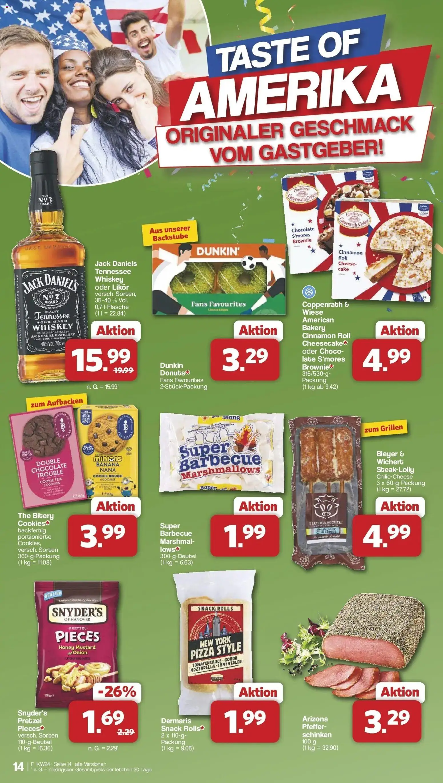 Famila Nordwest Wochenangebote – gültig ab 08.06.2026 | Seite: 14 | Produkte: Jack Daniel's, Schinken, Pizza, Whiskey