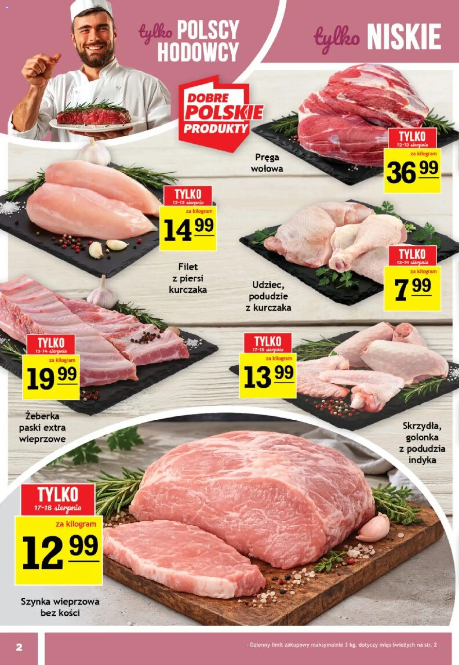 Gram Market gazetka od 12.08.2026 | Strona: 2 | Produkty: Żeberka, Podudzie z kurczaka, Szynka wieprzowa, Szynka