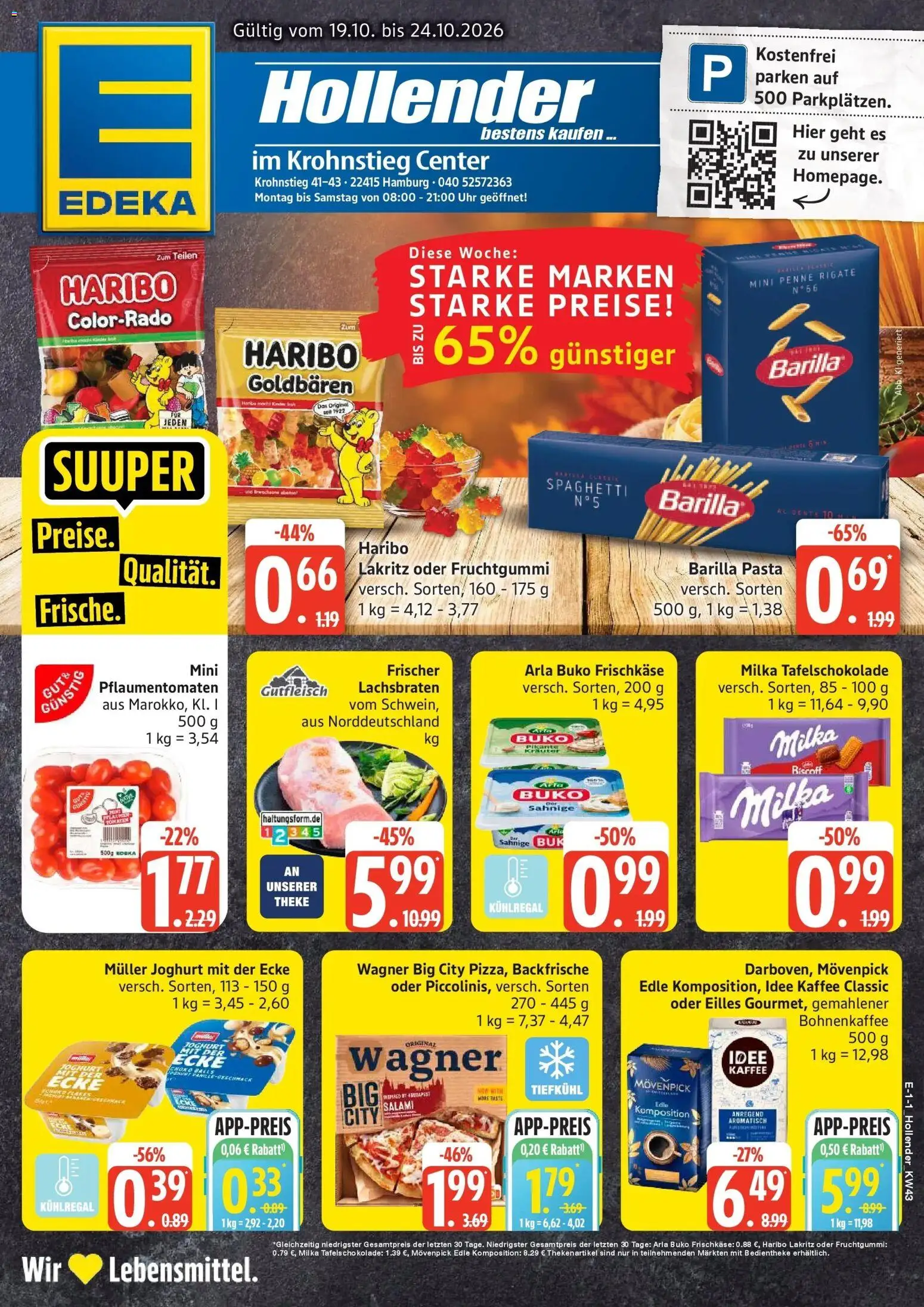 Edeka Prospekt Hamburg (ab 19.10.2026) » Angebote Online | Seite: 1 | Produkte: Joghurt, Barilla, Kaffee, Milka