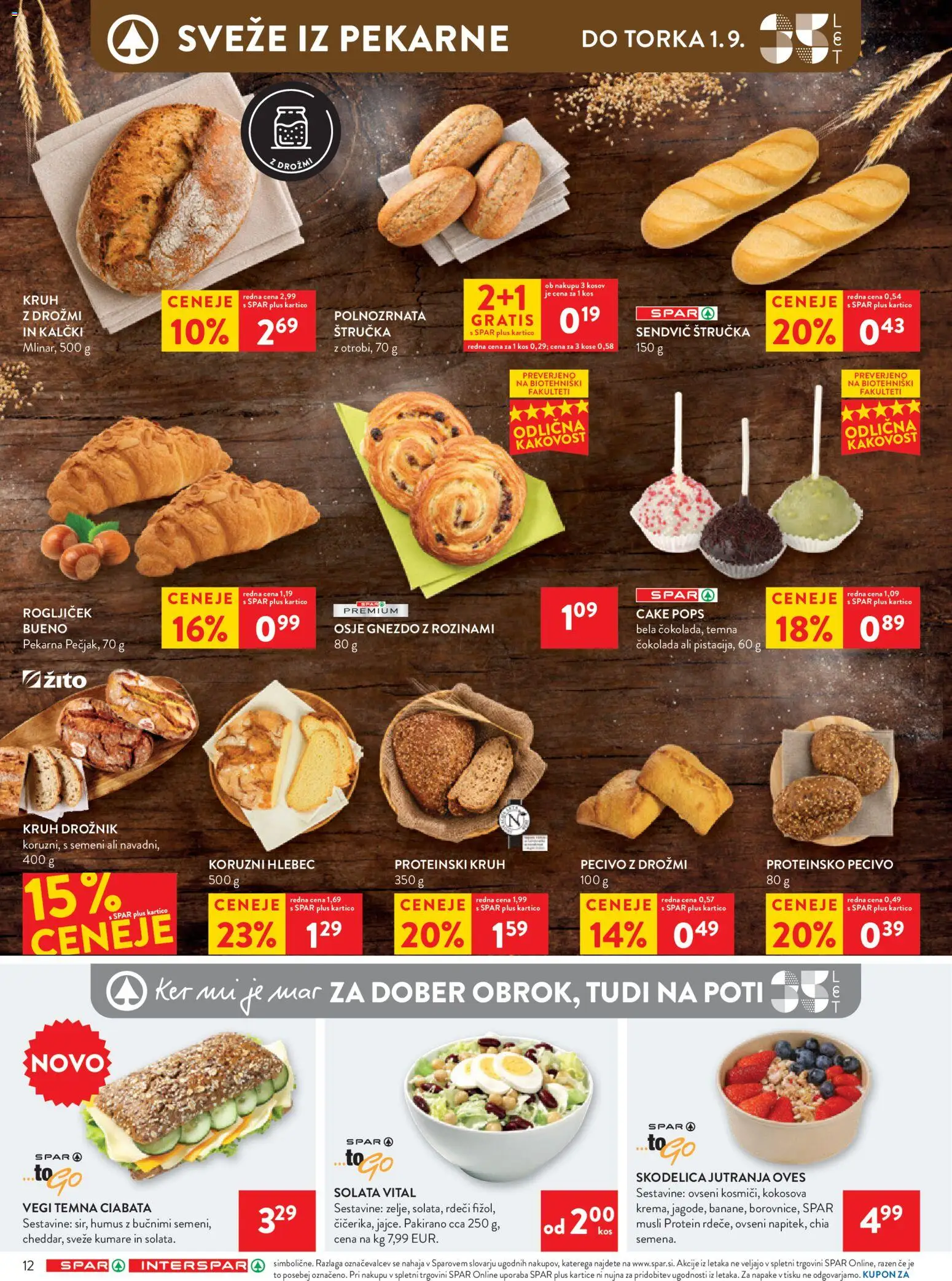 Novi Spar katalog ponudbe – veljaven od 26.08.2026 | Stran: 14 | Izdelki: Štručka, Skodelica, Hlebec, Solata