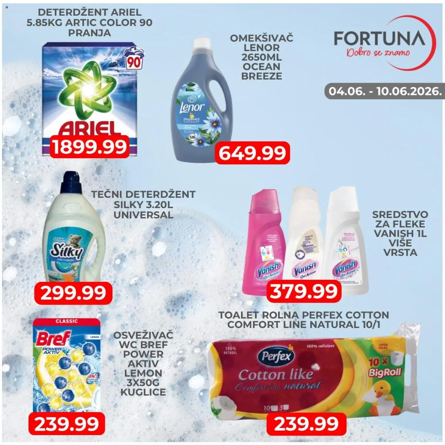 Fortuna Market katalog - važi od 04.06.2026 | Strana: 7 | Proizvode: Deterdžent, Tečni deterdžent, Ariel, Lenor