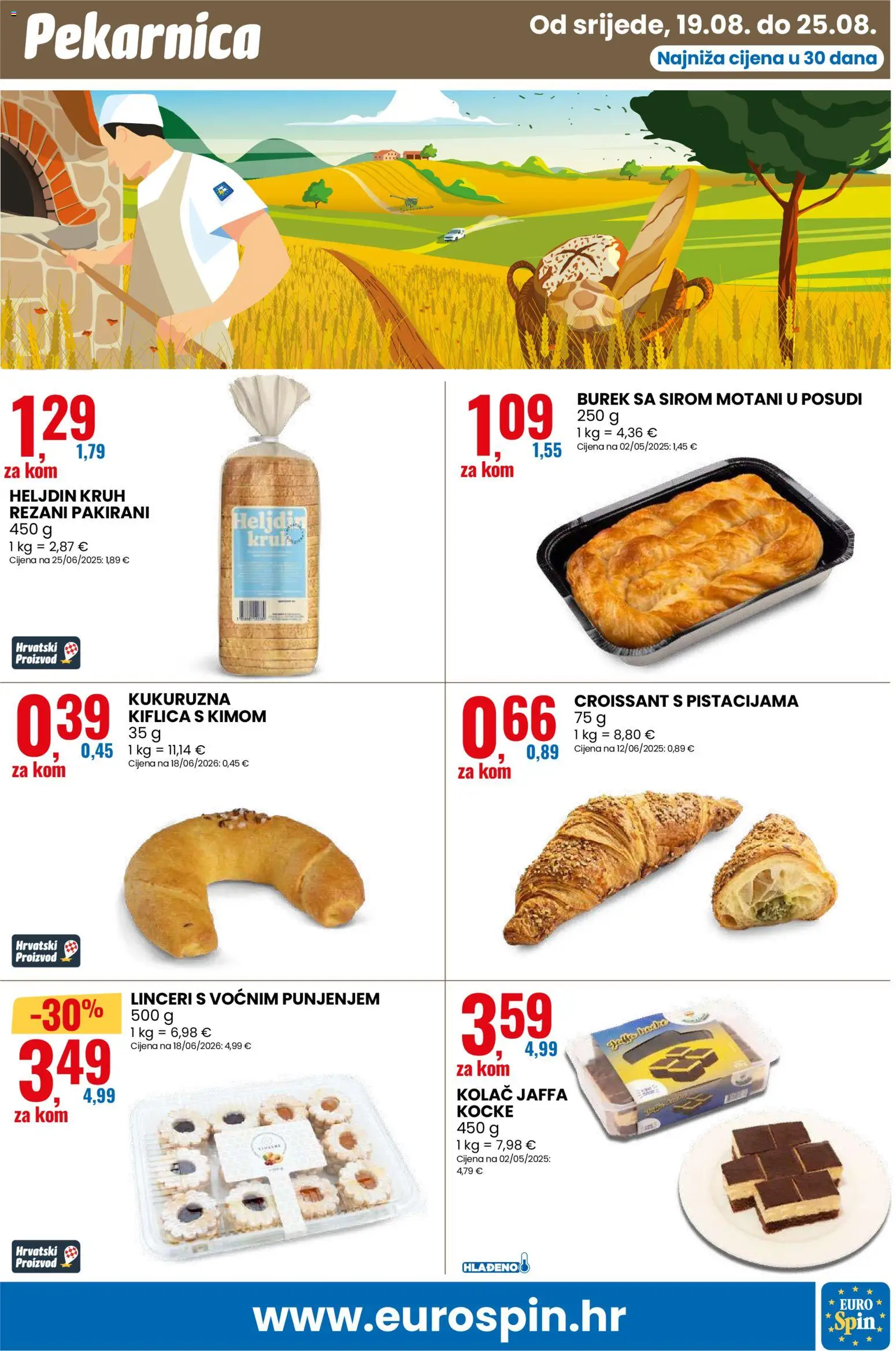 Eurospin katalog | vrijedi od 19.08.2026 | Stranica: 9 | Proizvodi: Kruh, Burek sa sirom, Kolac, Burek