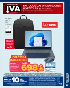 Vista previa Carrefour Vuelta al cole válido desde el 18/08/2026 | Página: 27 | Productos: Portátil, Portátil Lenovo, Mochila, Apple