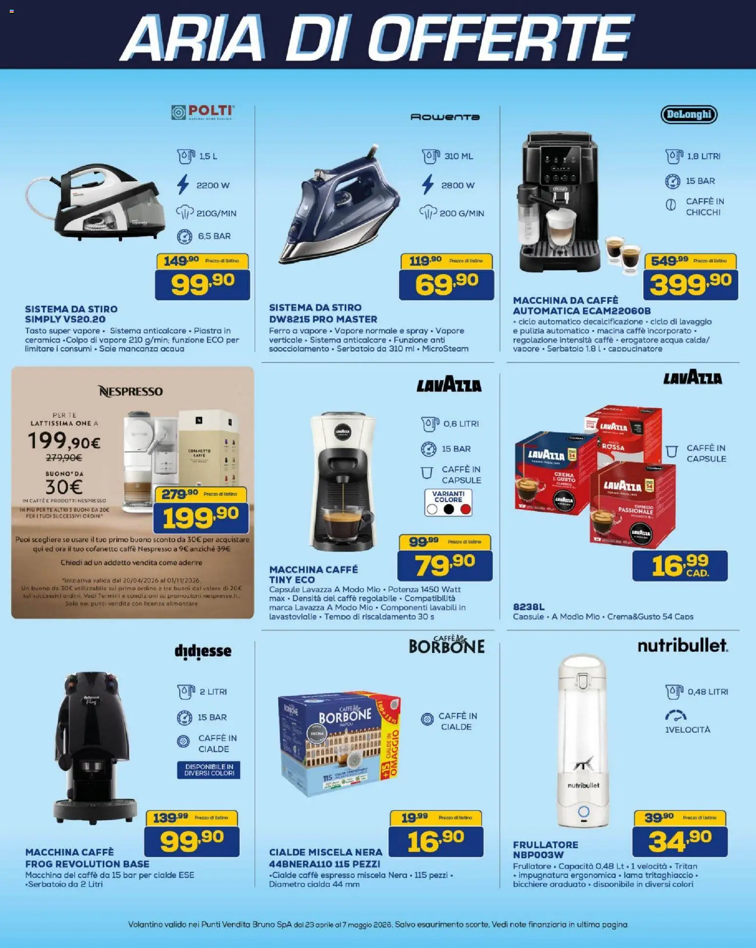 Volantino BRUNO del 23.04.2026 | Pagina: 23 | Prodotti: Macchina da caffe, Anticalcare, Caffe in capsule, Macina