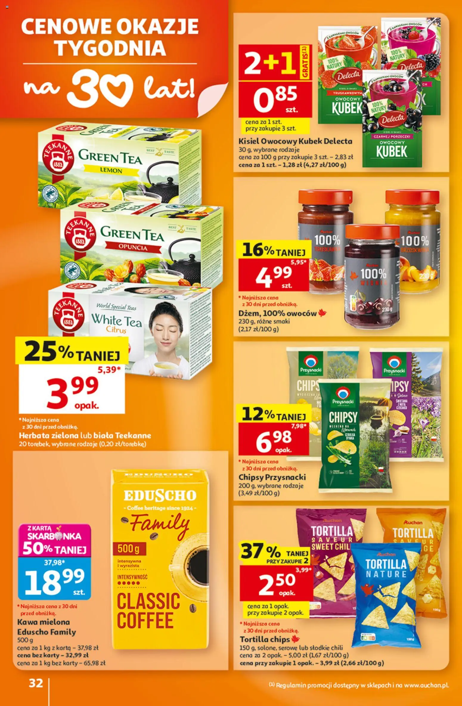 Auchan gazetka - Hipermarket od 08.10.2026 | Strona: 32 | Produkty: Tortilla chips, Kisiel, Herbata zielona, Herbata