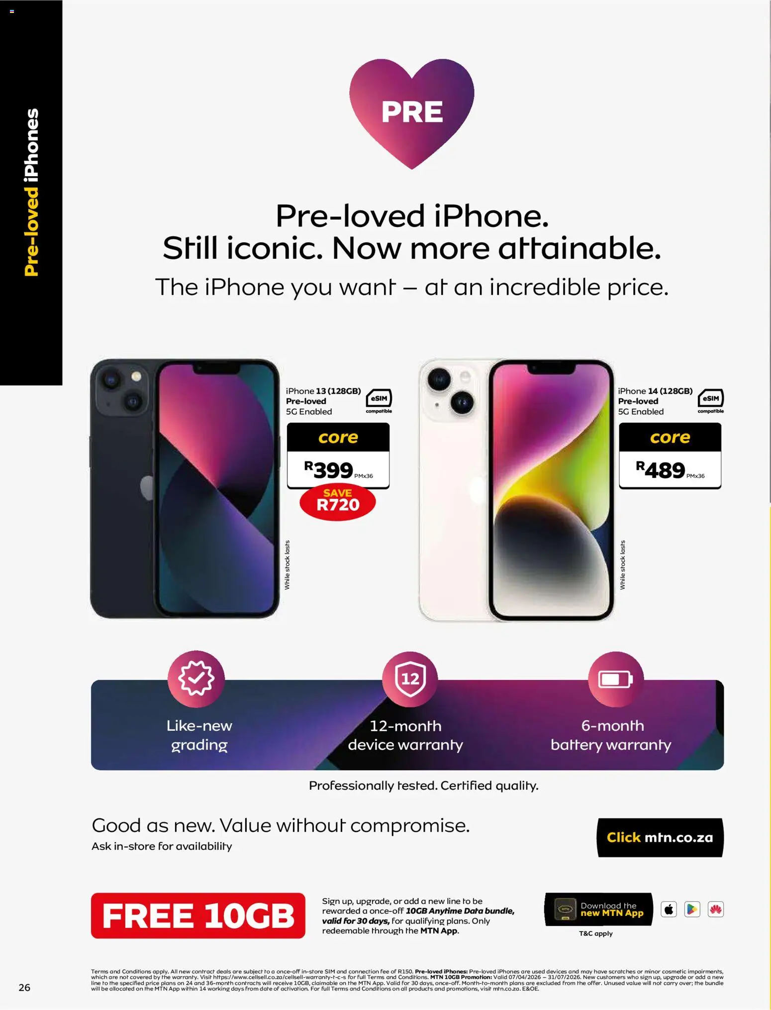 New MTN catalogue – valid from 07.05.2026 | Page: 26 | Products: Data, Sim, Battery, Stock