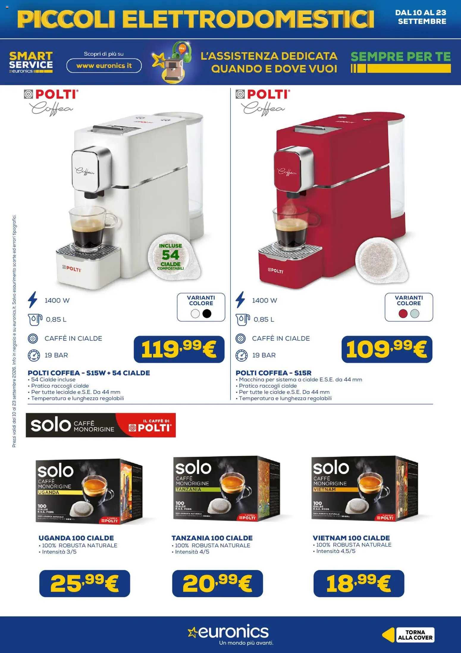 Volantino Euronics del 10/09/2026 | Pagina: 13 | Prodotti: Caffè, Tè, Cialde, Caffè in cialde