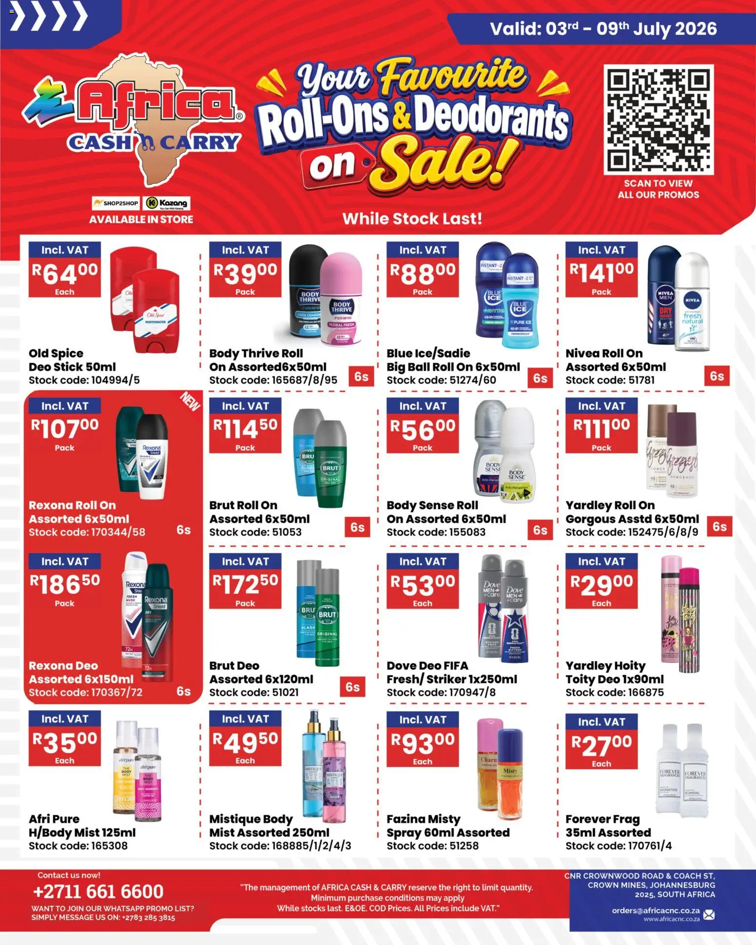New Africa Cash & Carry catalogue – valid from 03/07/2026 | Page: 1 | Products: Stock, Antiperspirant