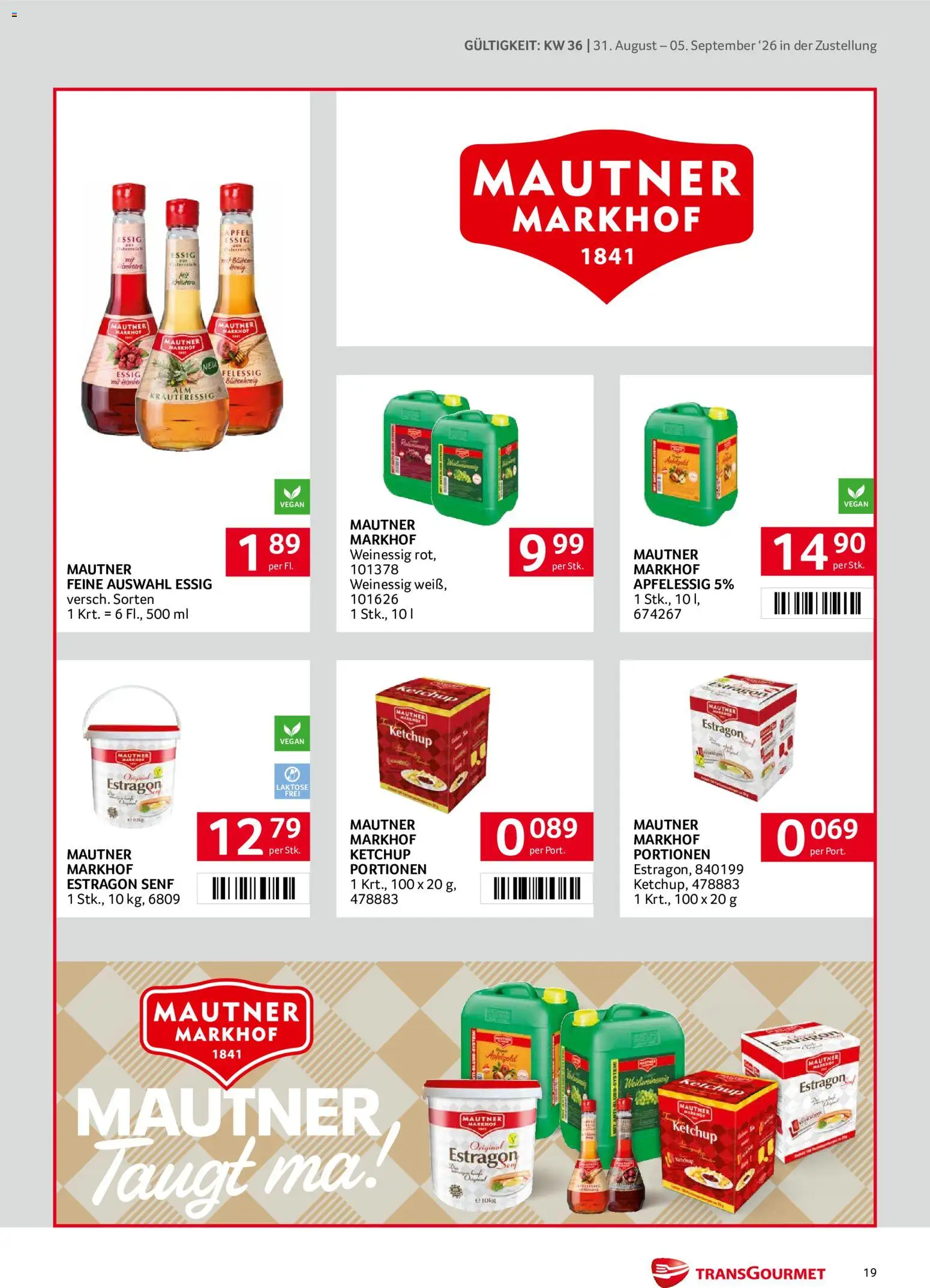 Transgourmet Zustellaktion gültig ab 31.08.2026 | Seite: 19 | Produkte: Ketchup