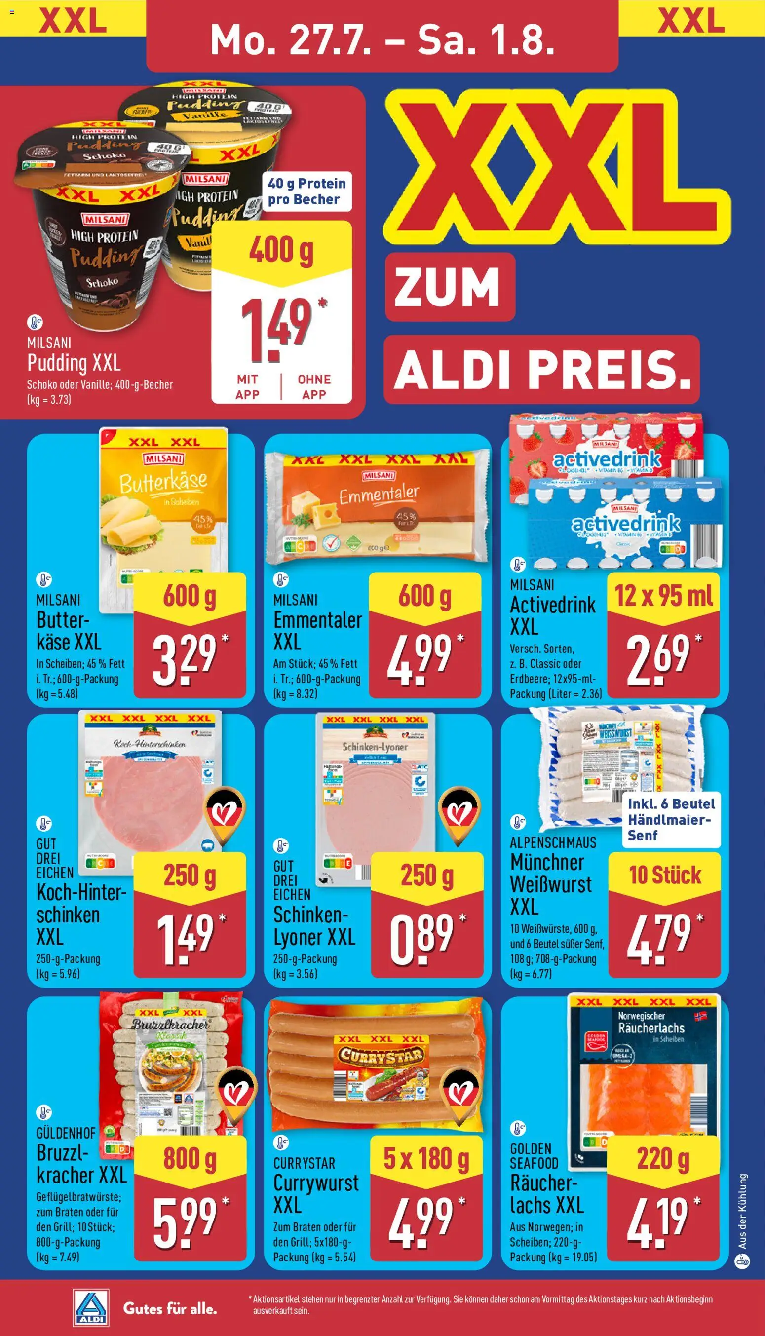 Aldi Prospekt – gültig ab 27.07.2026 | Seite: 10 | Produkte: High protein pudding, Lachs, Wurst, Schinken