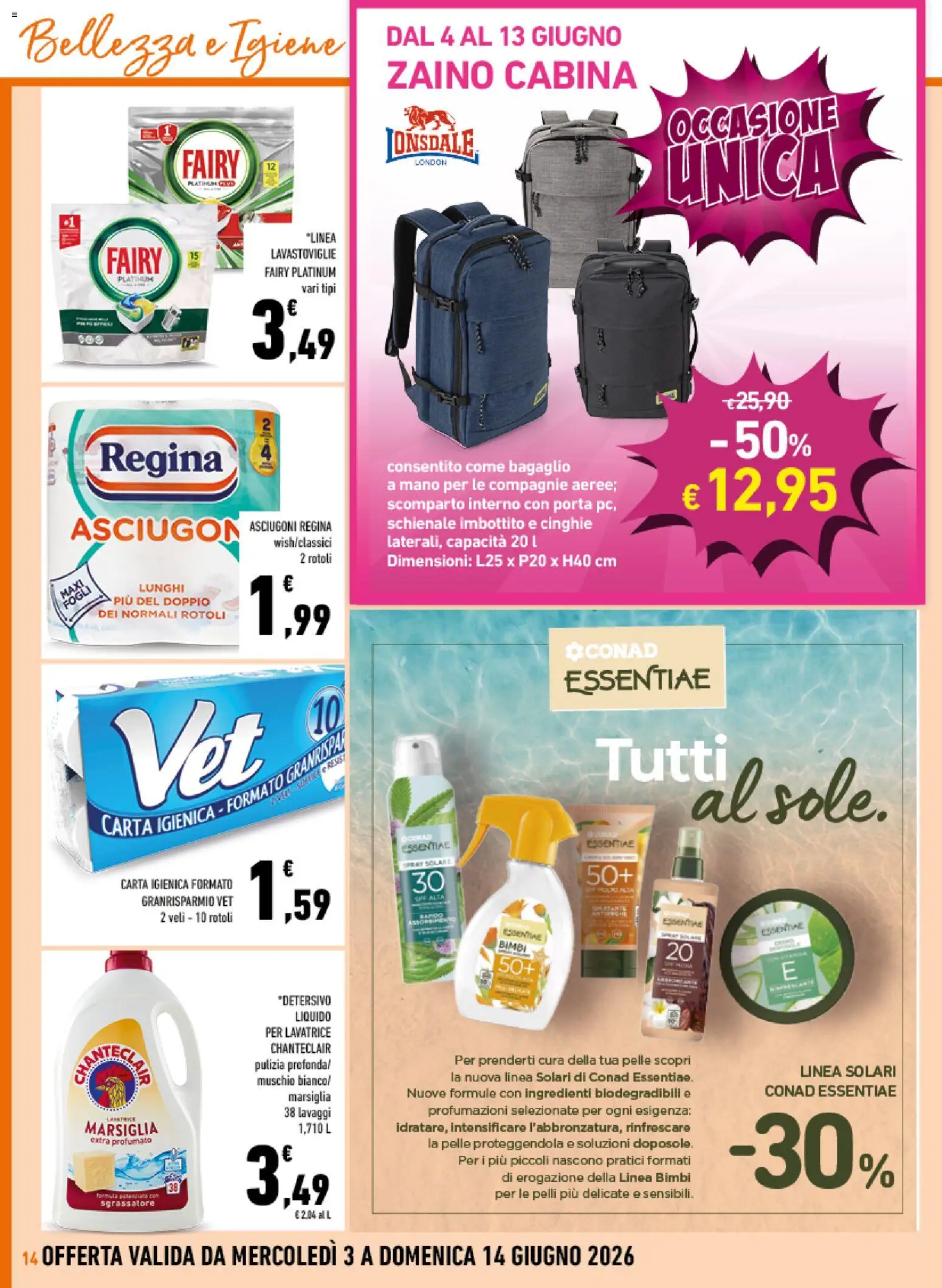 Volantino Conad del 04.06.2026 | Pagina: 14 | Prodotti: Carta igienica, Sgrassatore, Lavatrice, Lavastoviglie