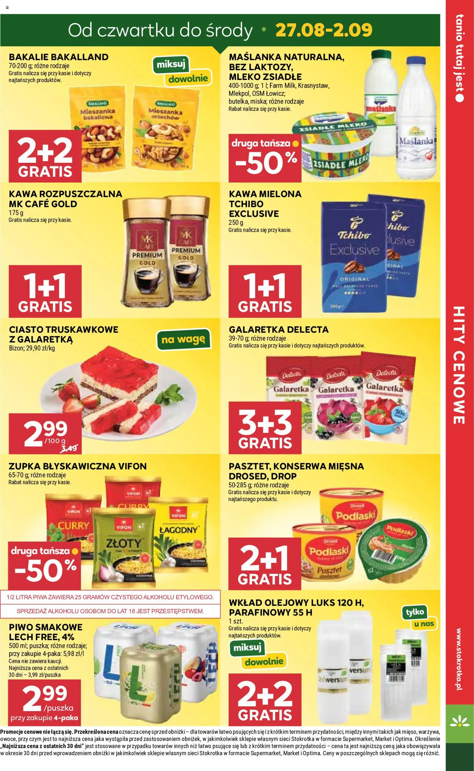 Stokrotka gazetka - Market od 27.08.2026 | Strona: 5 | Produkty: Lech, Maślanka, Kawa rozpuszczalna, Kawa