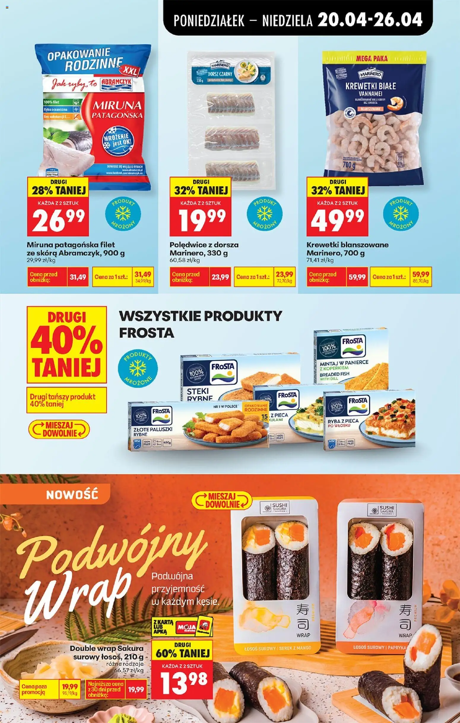Biedronka gazetka od poniedziałku od 20.04.2026 | Strona: 53 | Produkty: Łosoś surowy, Steki, Dorsz, Dorsz czarny