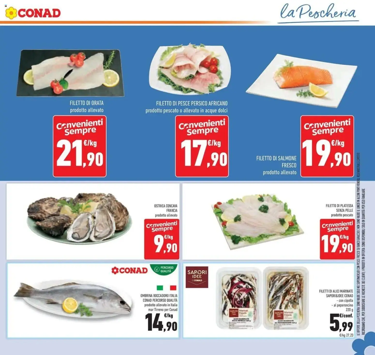 Volantino Conad dal 23/09/2026 > Anteprima | Pagina: 21 | Prodotti: Pesce, Salmone fresco, Cipolla, Ghiaccio