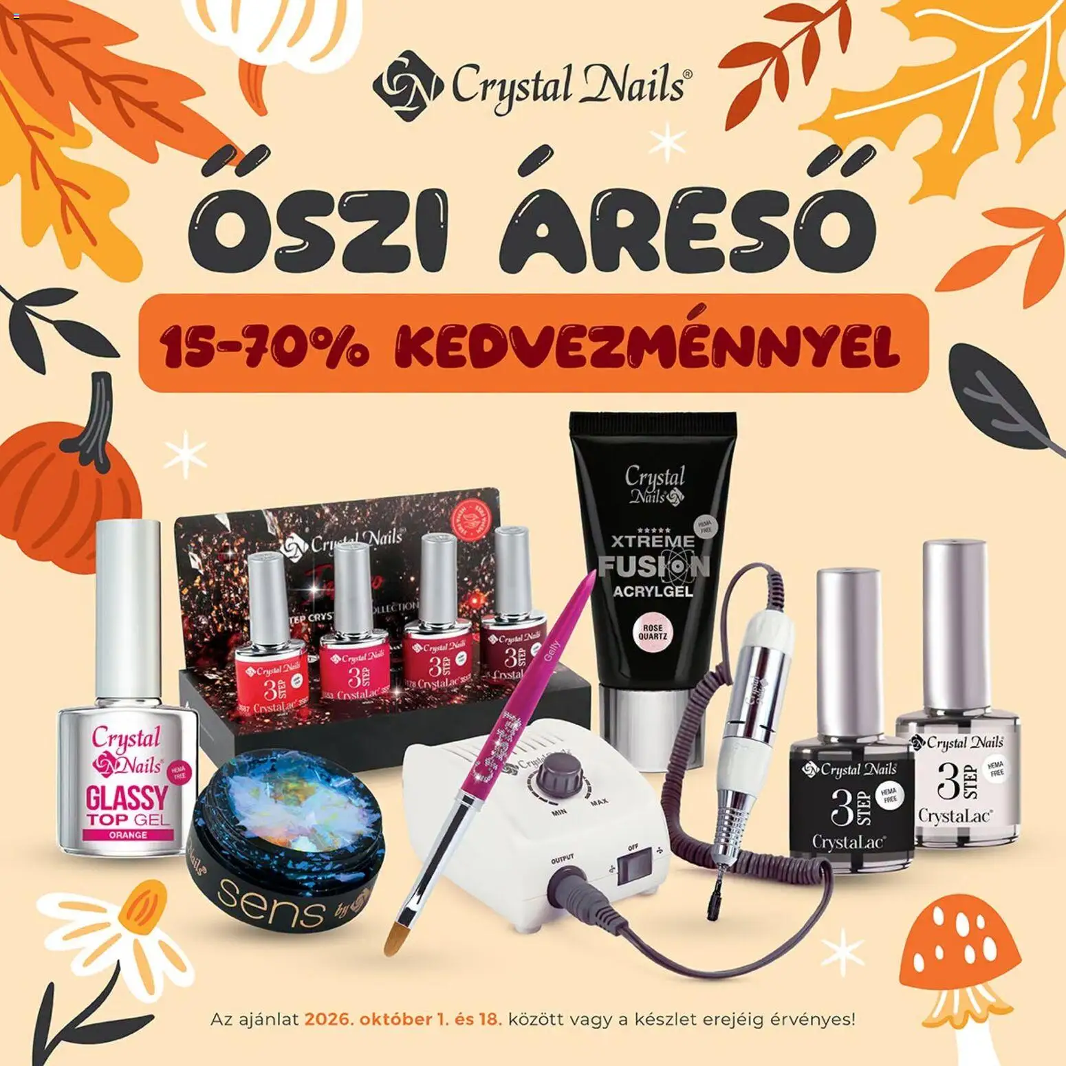 Crystal Nails akciós ujság - amely érvényes a következő dátumtól: 2026.10.01. | Oldal: 1 | Termékek: Rosé, Gél