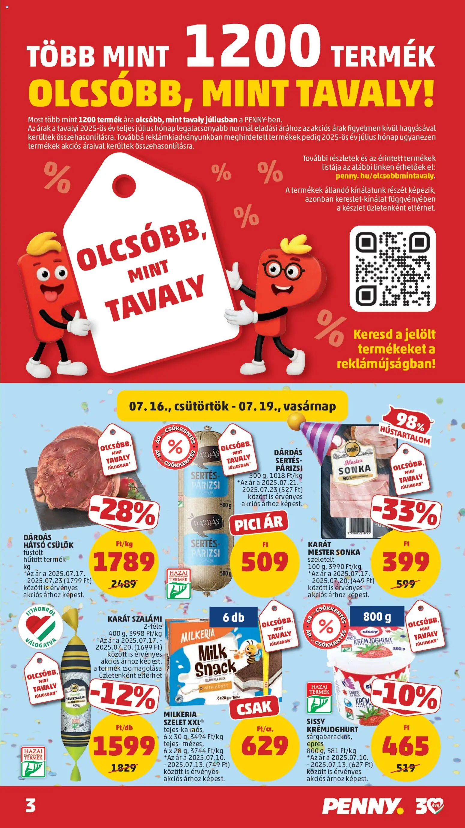 PENNY akciós ujság - amely érvényes a következő dátumtól: 2026.07.16. | Oldal: 3 | Termékek: Szelet, Szalámi, Téliszalámi, Párizsi