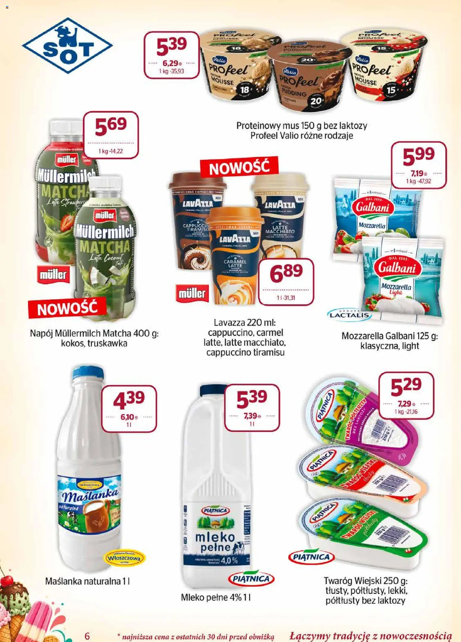 Społem gazetka od 01.08.2026 | Strona: 6 | Produkty: Pudding proteinowy, Lavazza, Leffe, Mleko