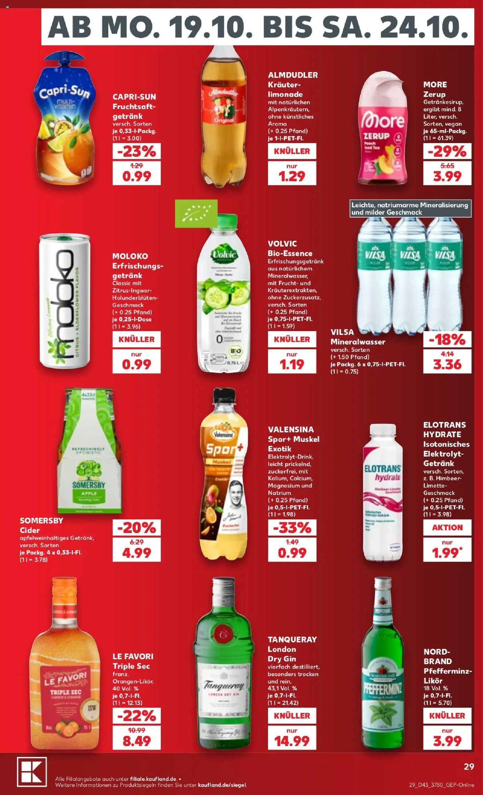 Kaufland Prospekt Berlin – gültig ab 19.10.2026 | Seite: 29 | Produkte: Likör, Limonade, Apple, Fruchtsaft