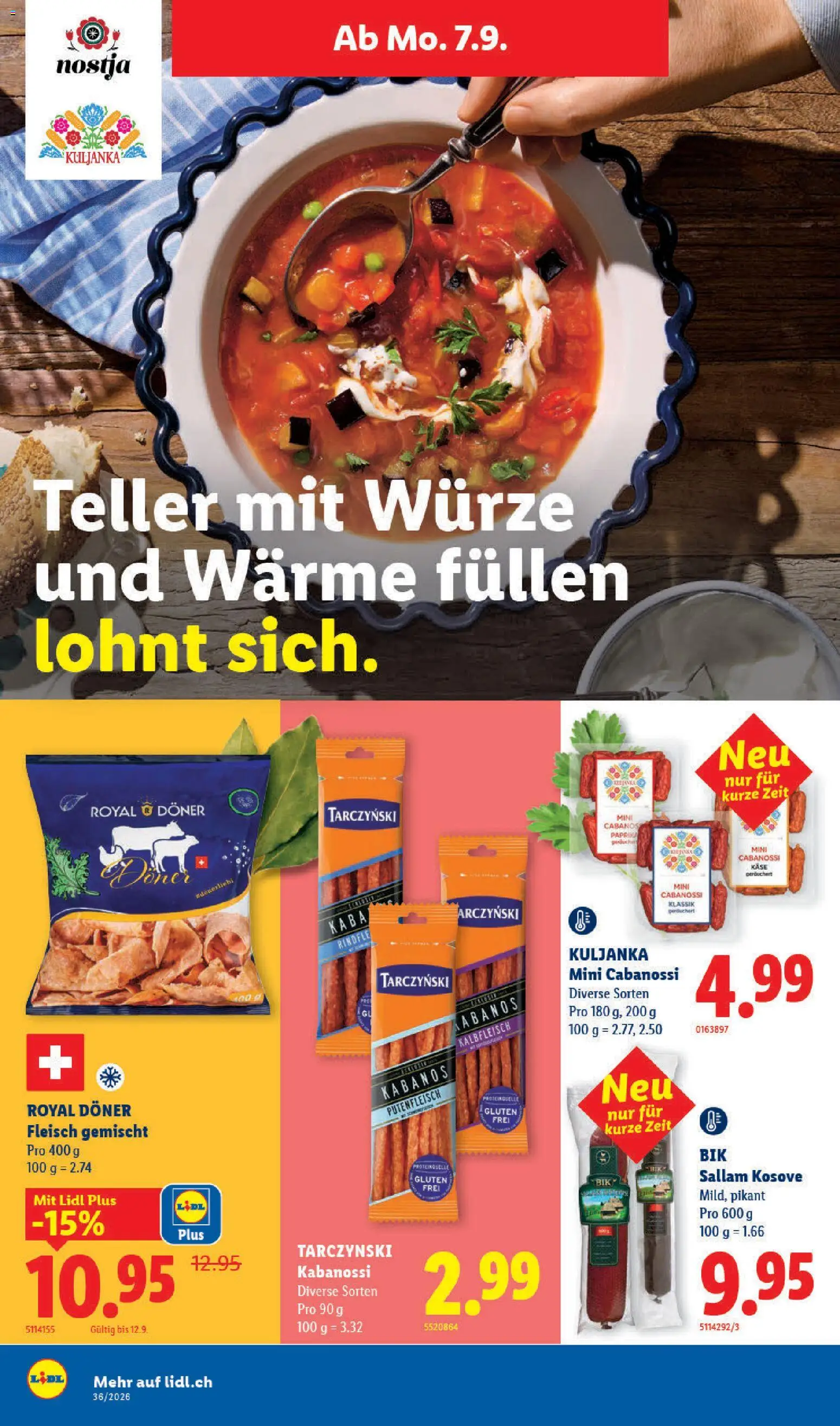 Lidl aktionen – gültig ab 03.09.2026 | Seite: 22 | Produkte: Putenfleisch, Käse, Salami, Paprika