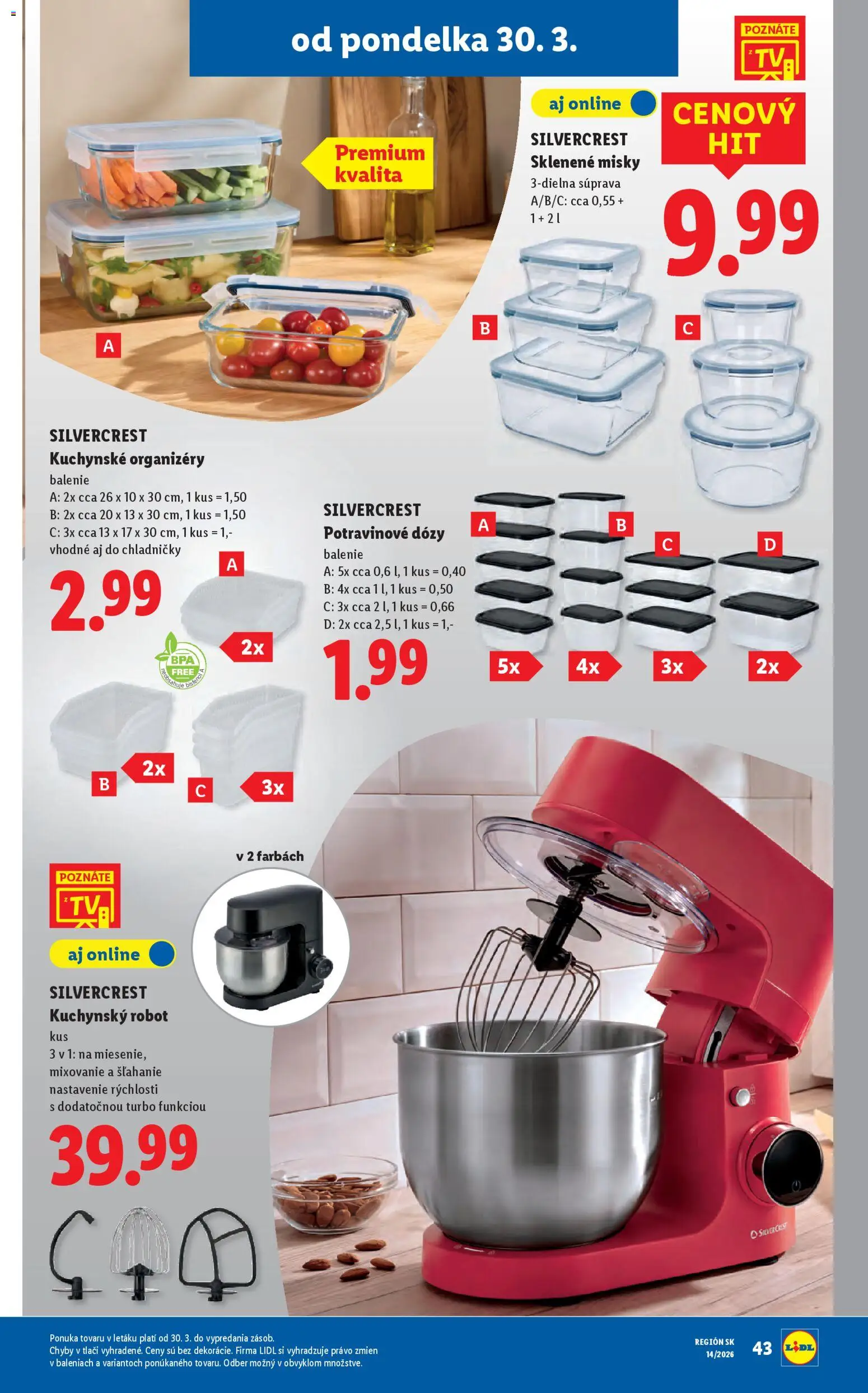 Nové Lidl akcie – leták je platný od 30.03.2026 | Strana: 61 | Produkty: Tv, Kuchynský robot