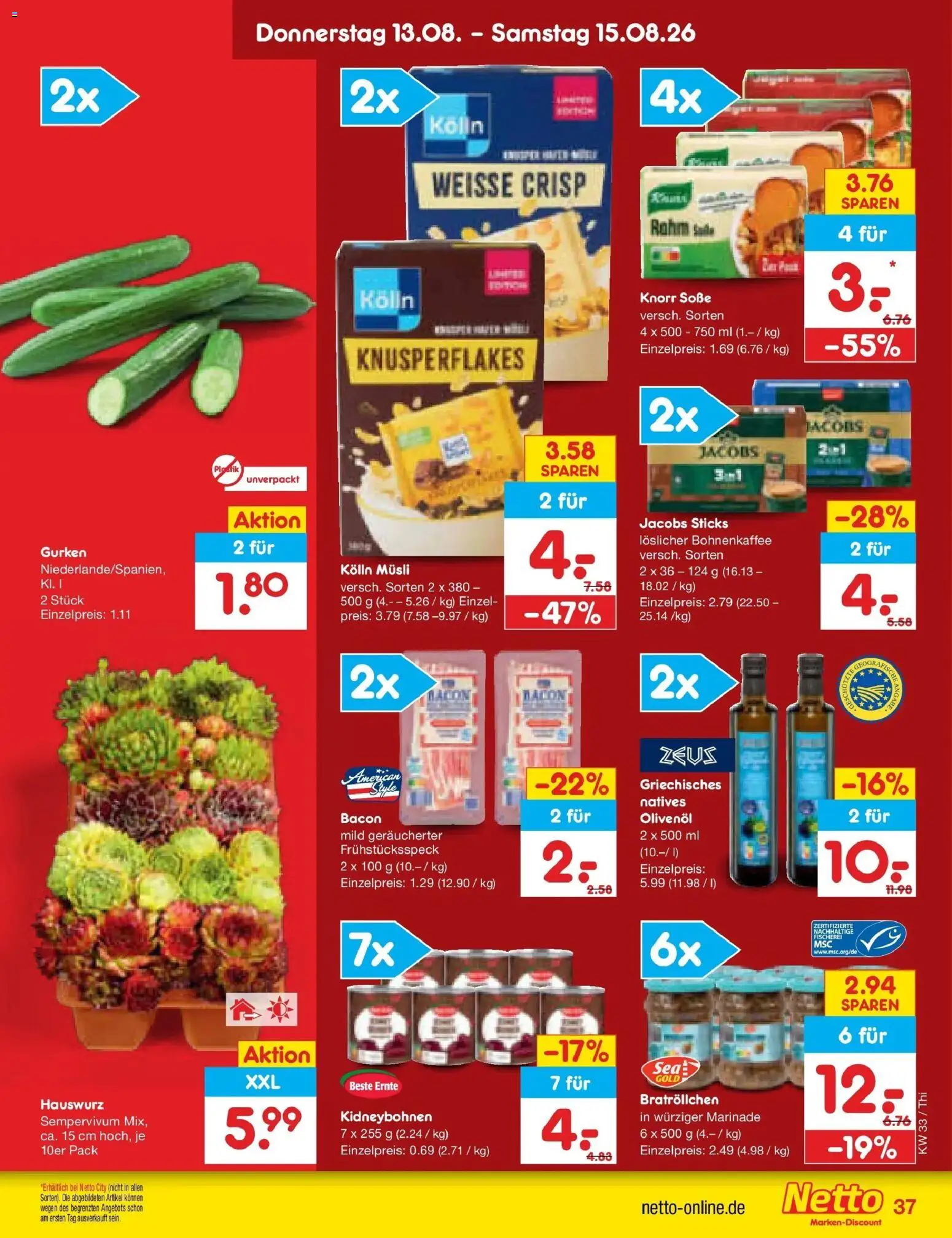 Netto Marken-Discount Prospekt Pirna (ab 10.08.2026) » Angebote | Seite: 51 | Produkte: Kolln, Kolln musli, Olivenol, Knorr