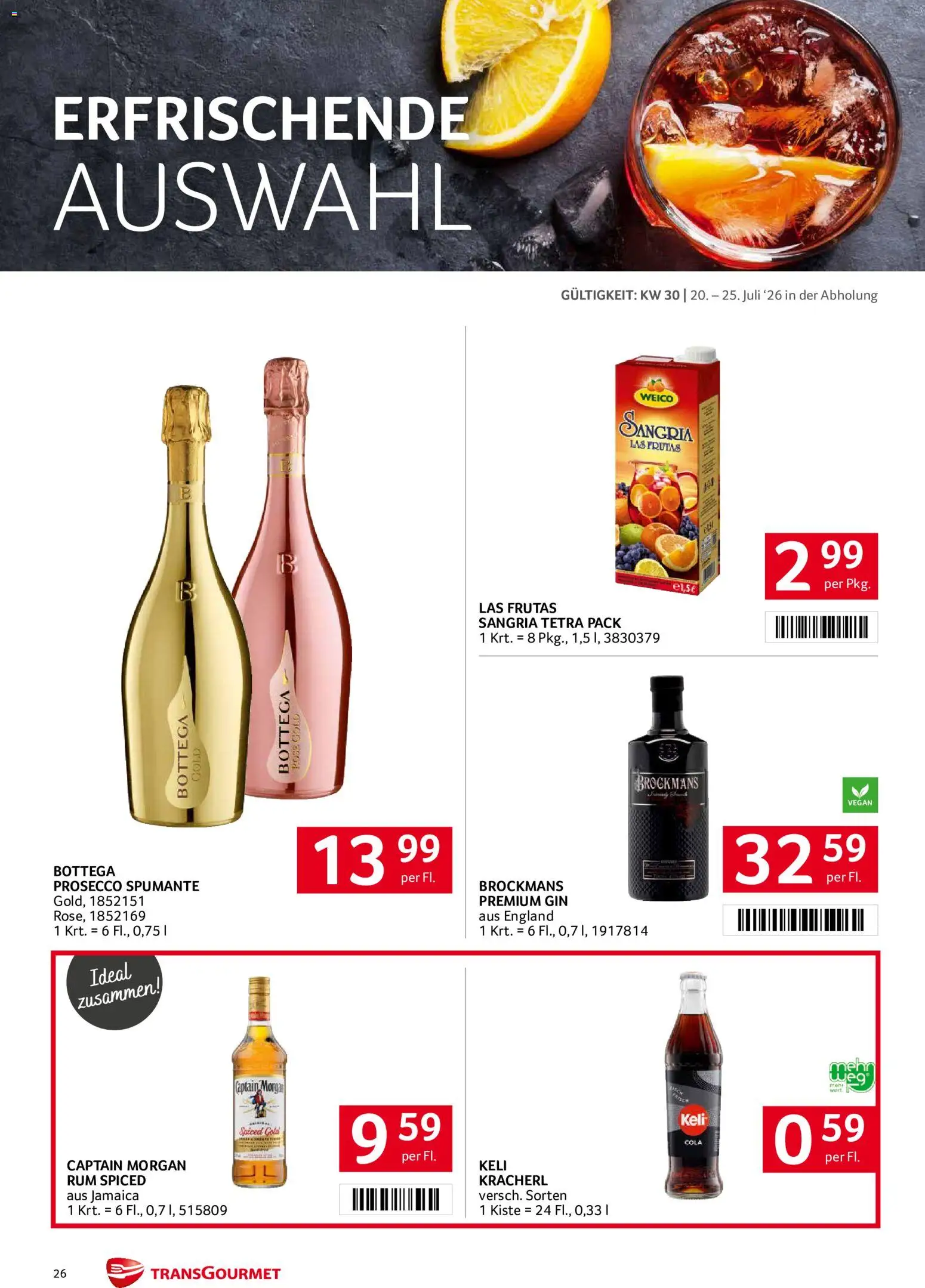 Transgourmet Flugblatt gültig ab 20.07.2026 | Seite: 25 | Produkte: Gin, Prosecco