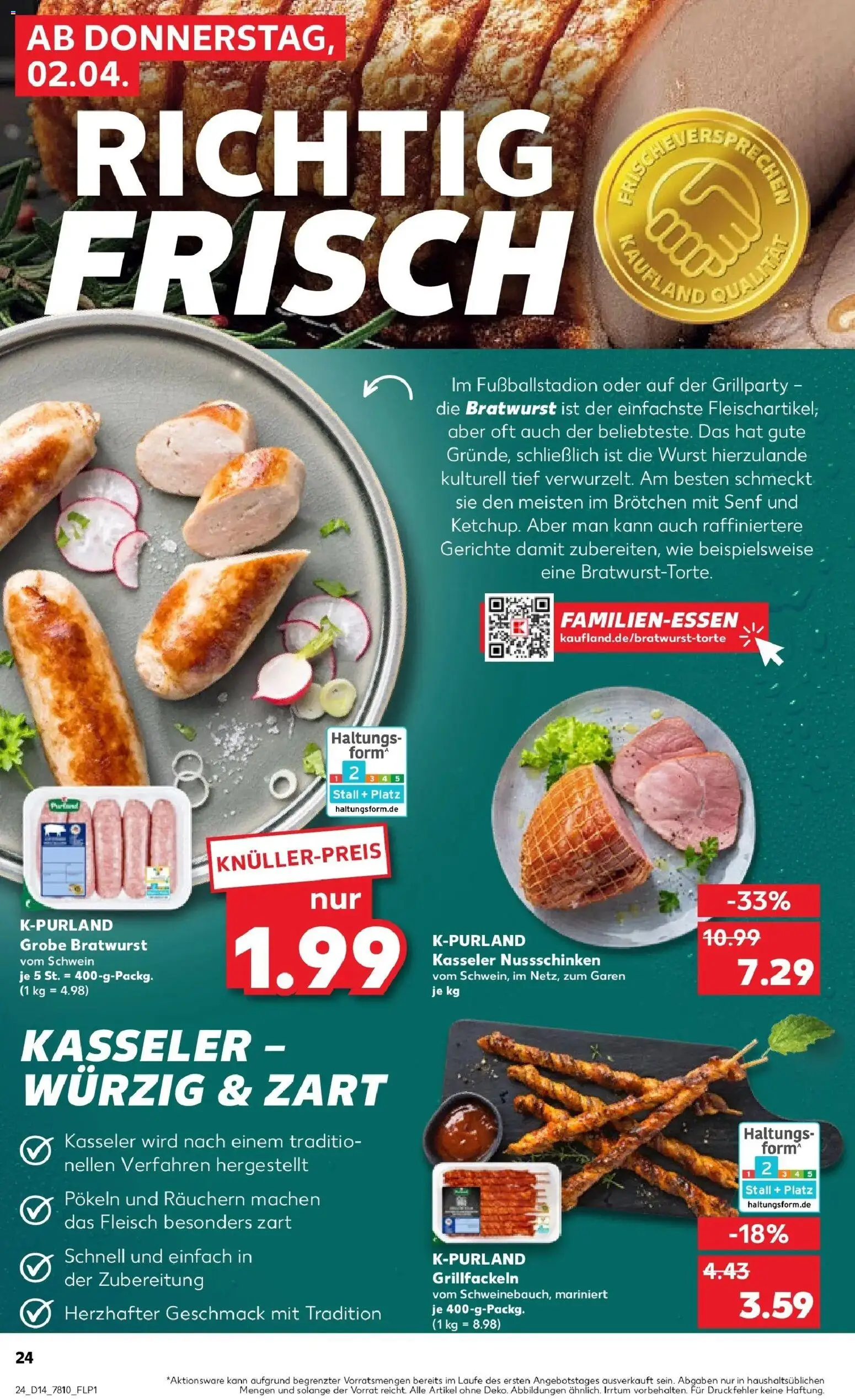 Kaufland Prospekt Überlingen	 – gültig ab 30.03.2026 | Seite: 38 | Produkte: Bratwurst, Wurst, Fleisch