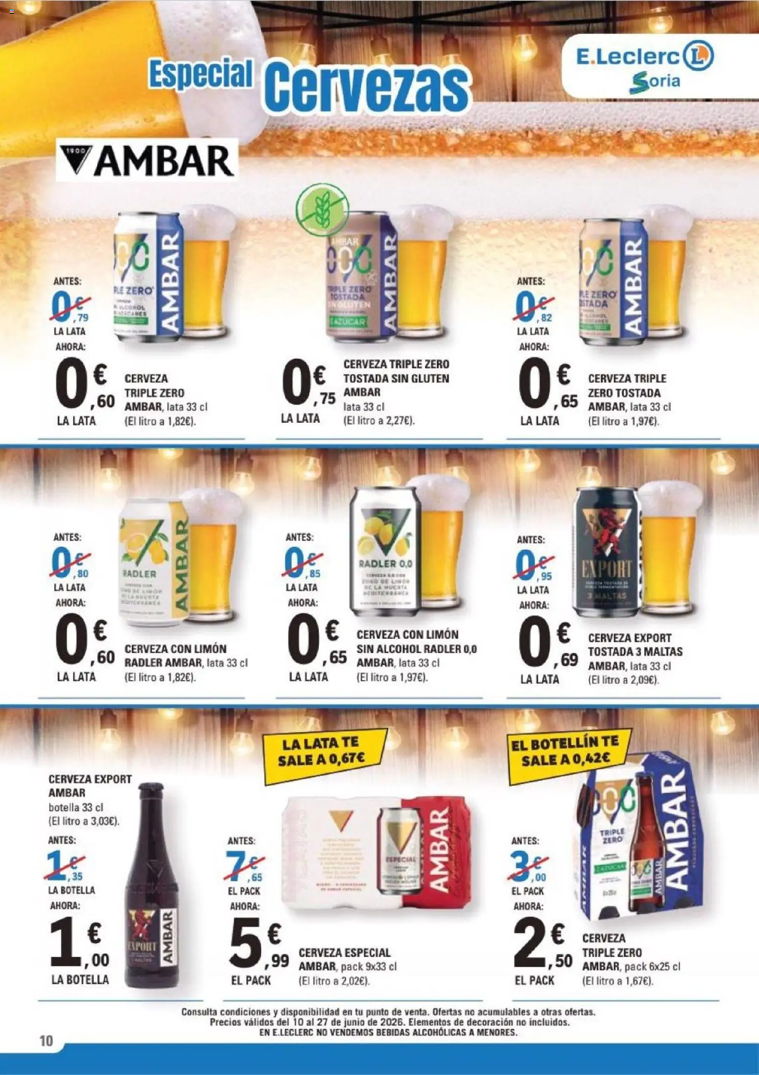E.Leclerc Soria │ válido desde el 10.06.2026 | Página: 10 | Productos: Cerveza, Té