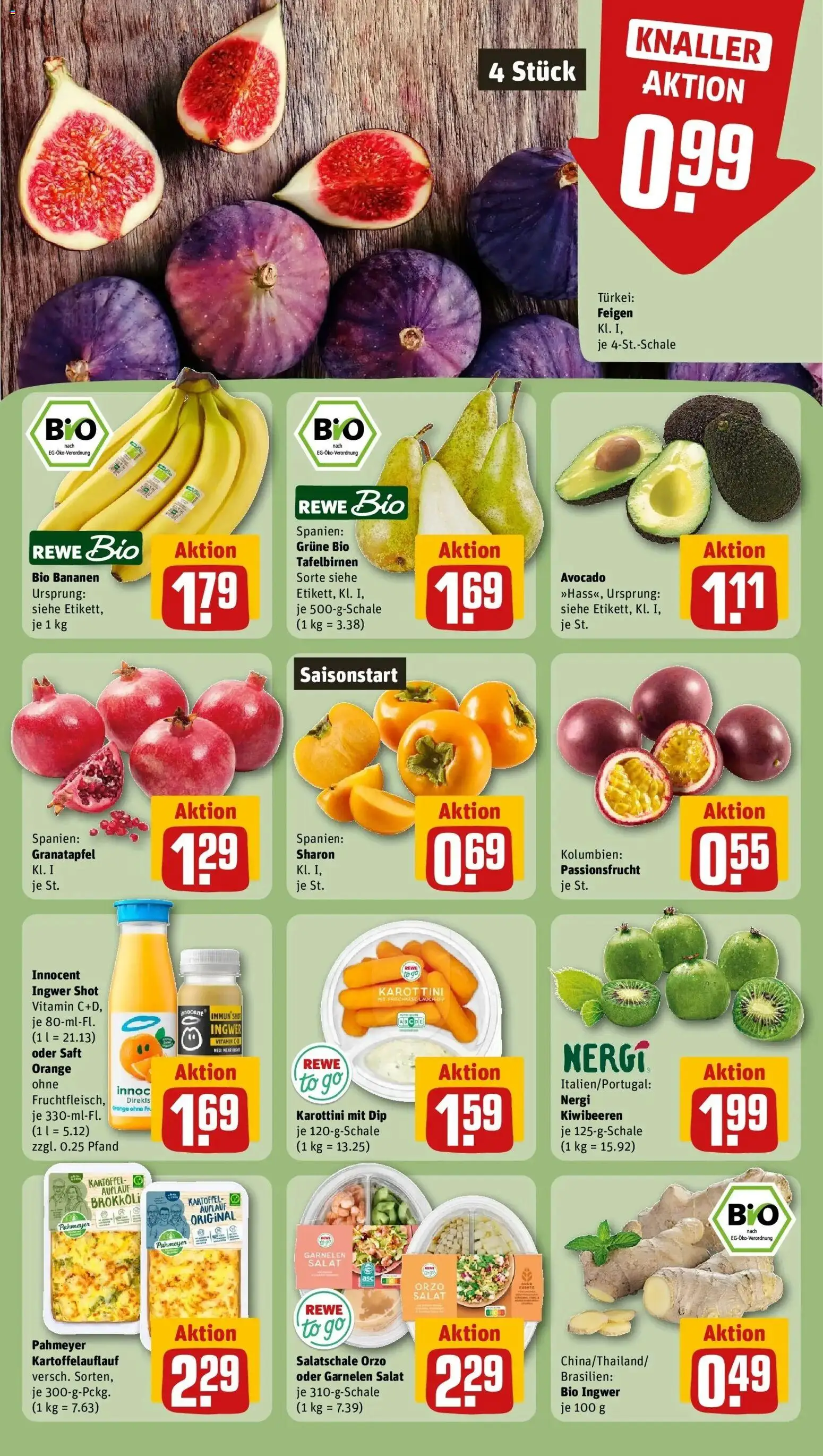 REWE Prospekt ab 28.09.2026 zum Blättern » Angebote | Seite: 12 | Produkte: Bananen, Garnelen, Saft, Feigen