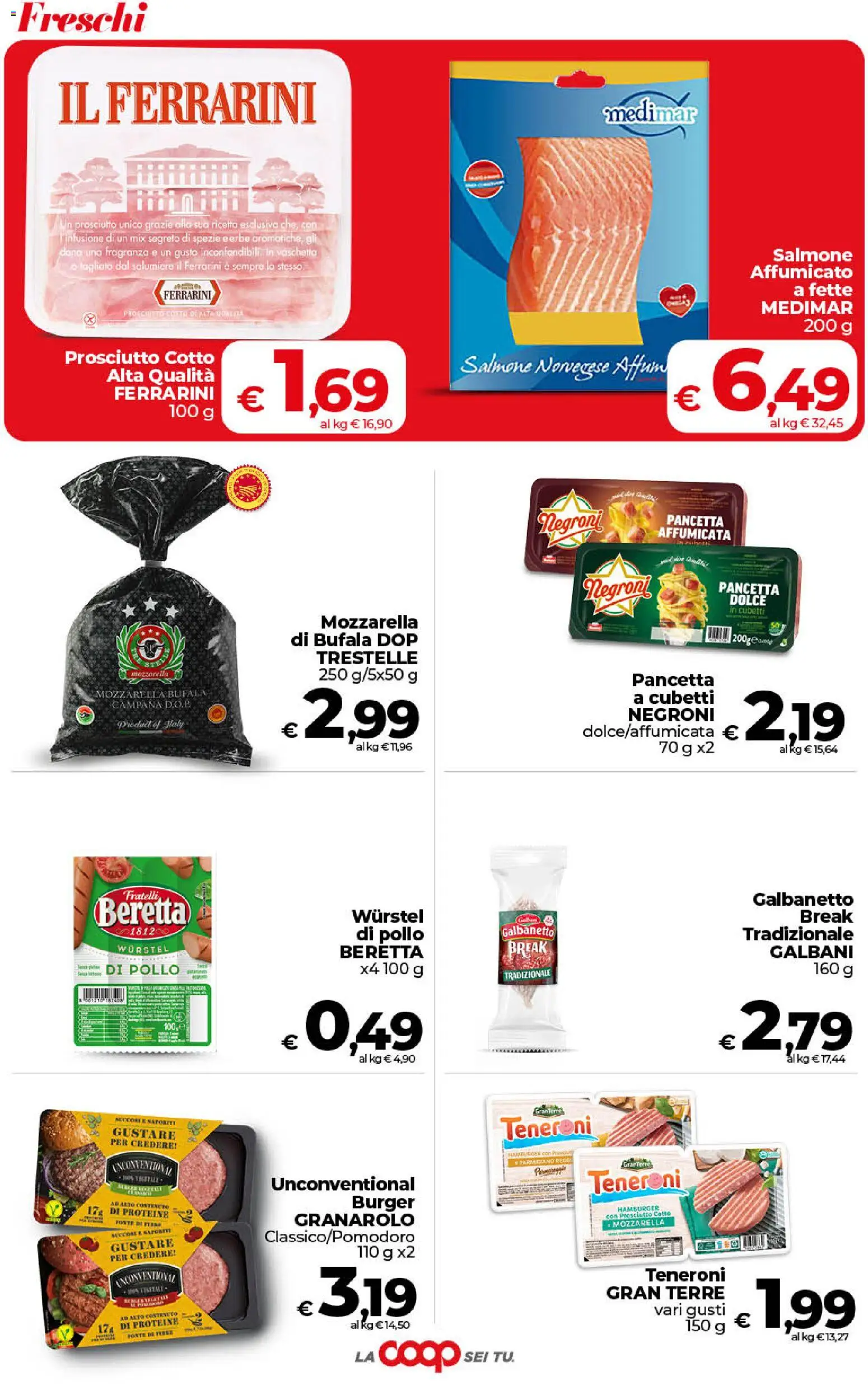 Volantino COOP del 30/06/2026 | Pagina: 16 | Prodotti: Prosciutto Cotto, Salmone, Mozzarella, Wurstel