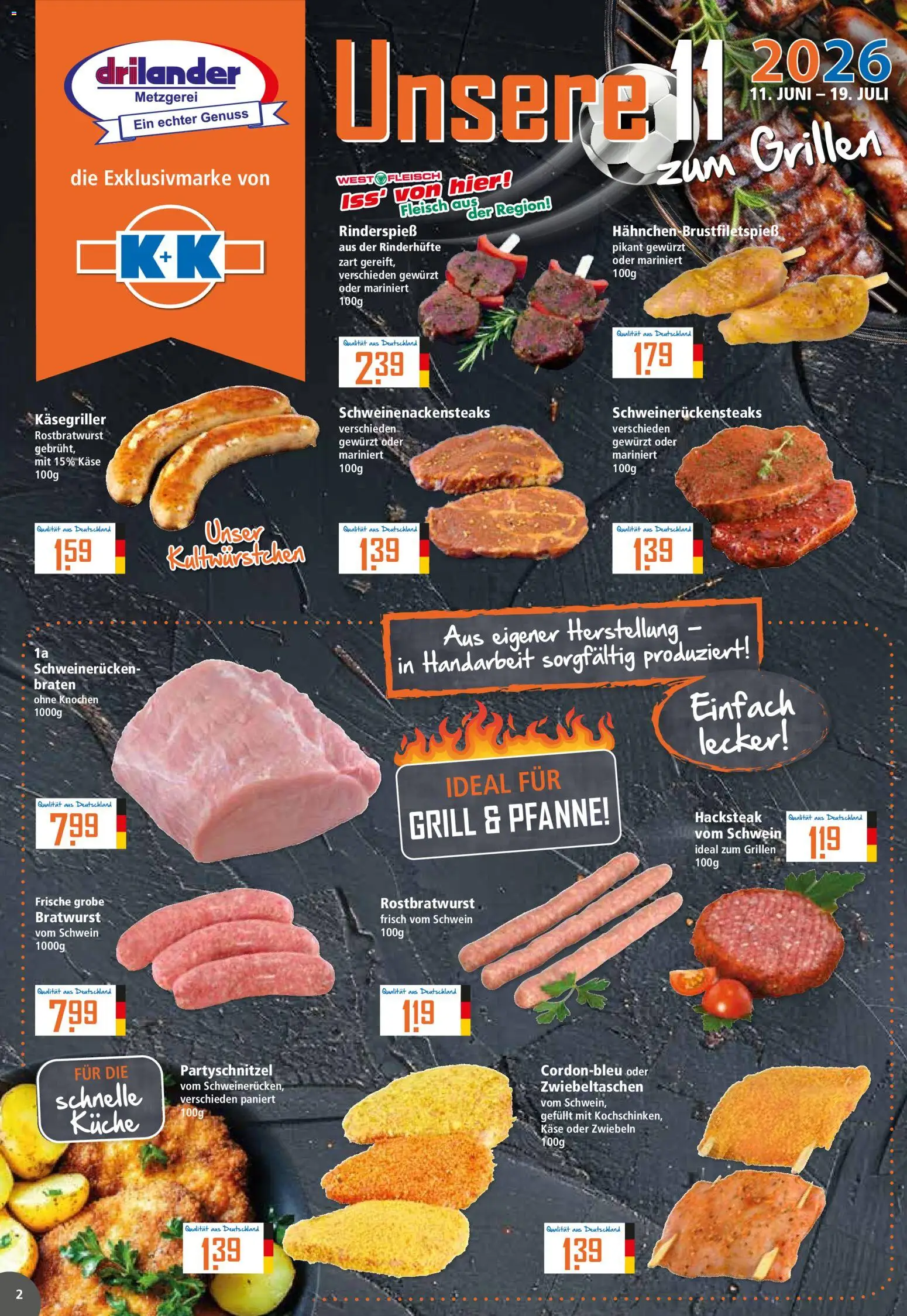Klaas & Kock Prospekt – gültig ab 29.06.2026 | Seite: 2 | Produkte: Käse, Bratwurst, Küche, Zwiebeln