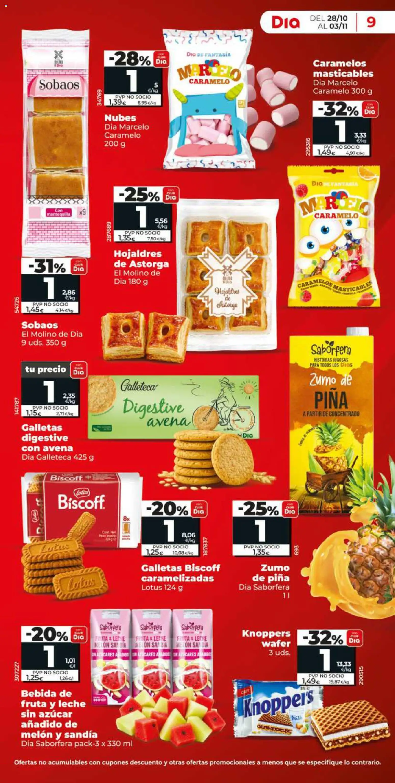 Dia - folleto │ válido desde el 28/10/2026 | Página: 9 | Productos: Fruta, Leche, Galletas, Zumo de piña